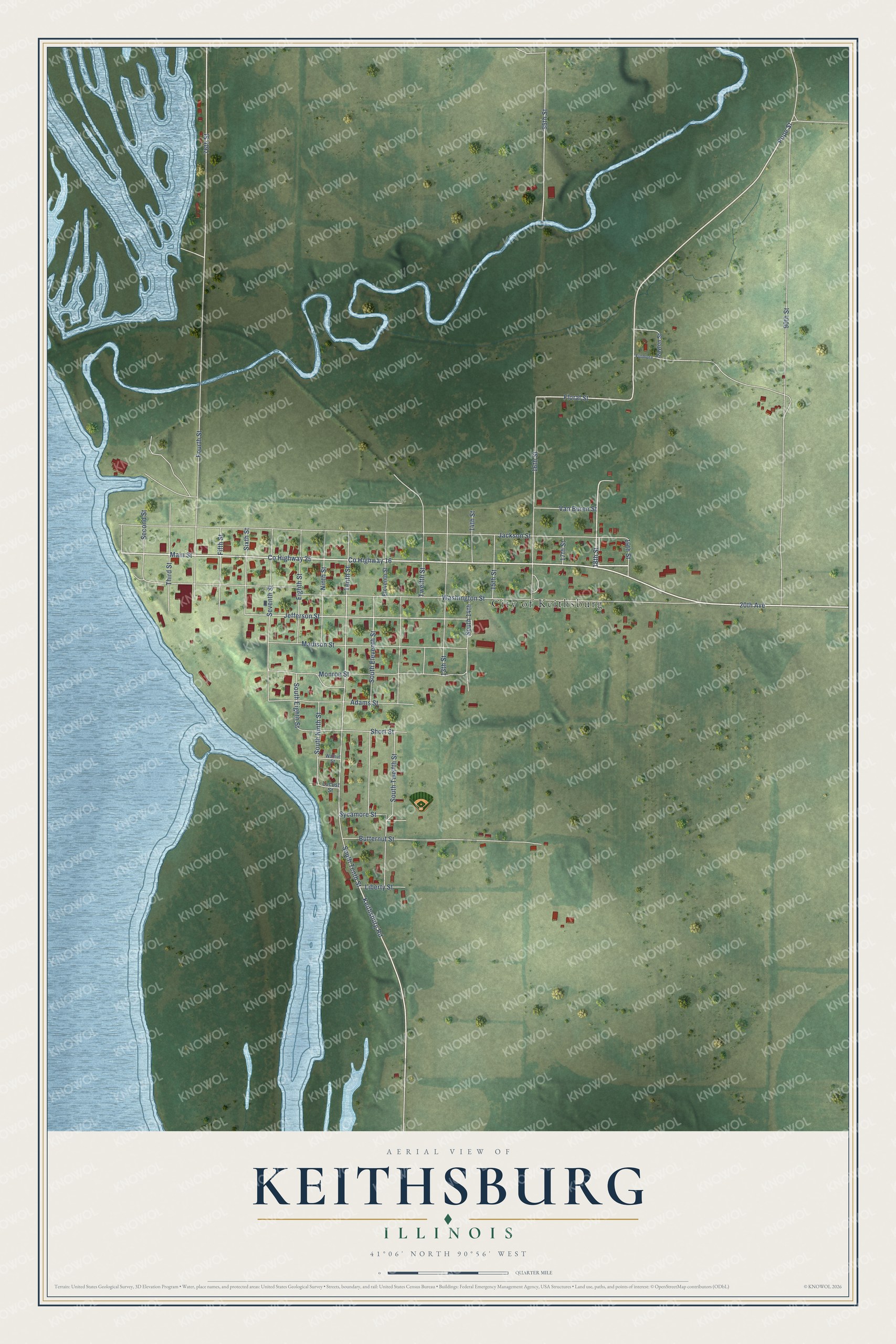 Watermarked full-map preview of Keithsburg, Illinois