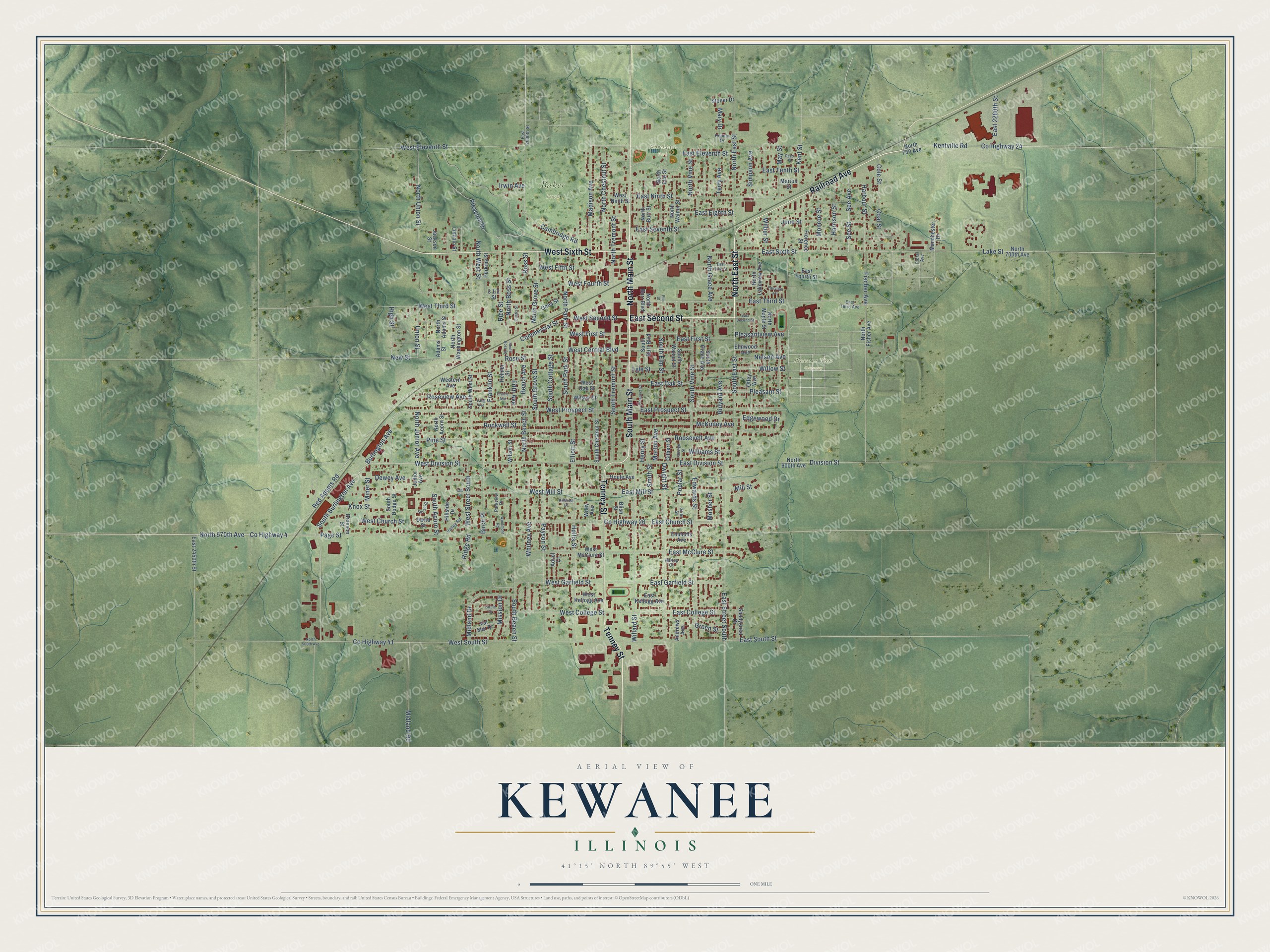Watermarked full-map preview of Kewanee, Illinois