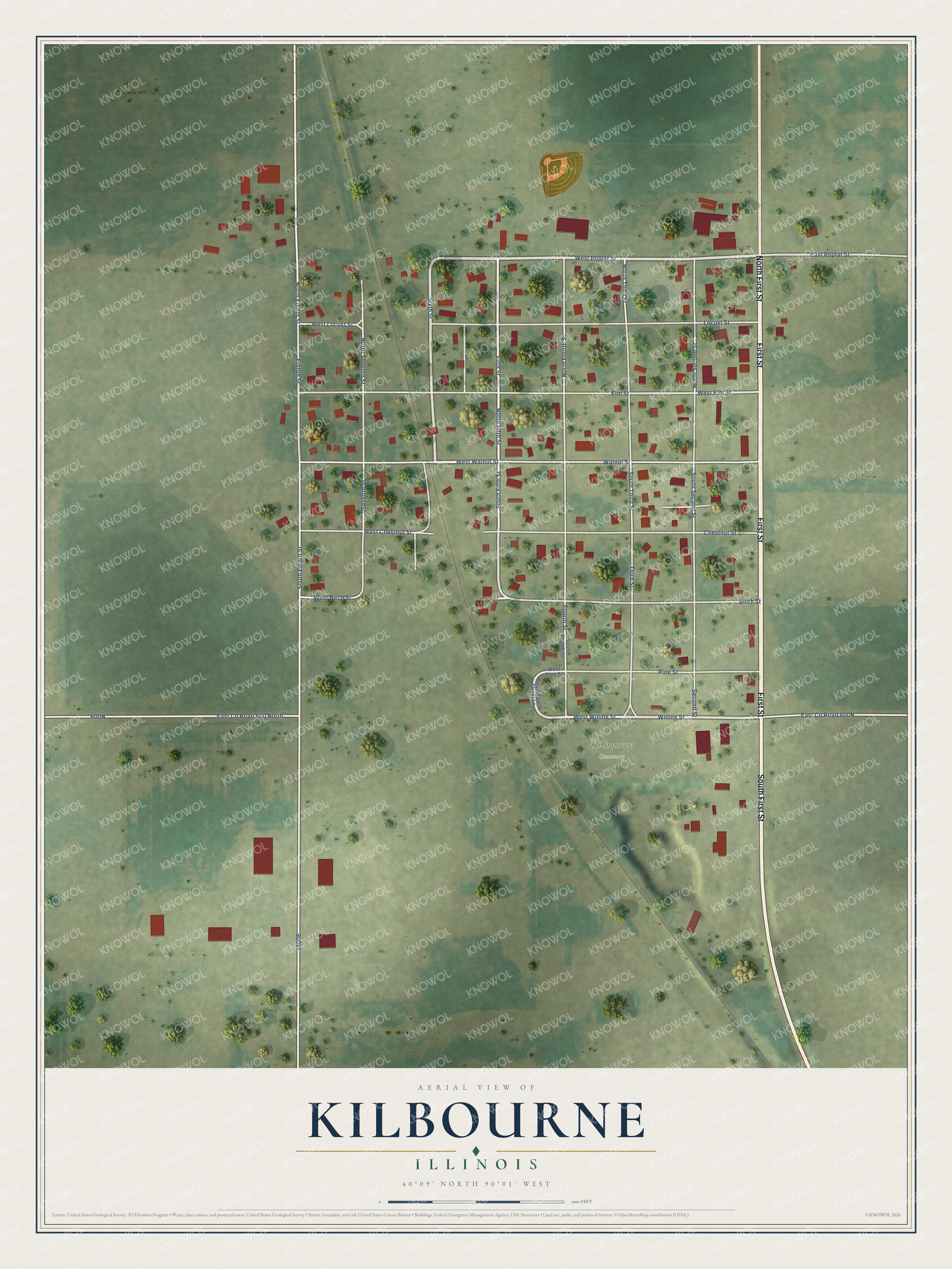 Watermarked full-map preview of Kilbourne, Illinois