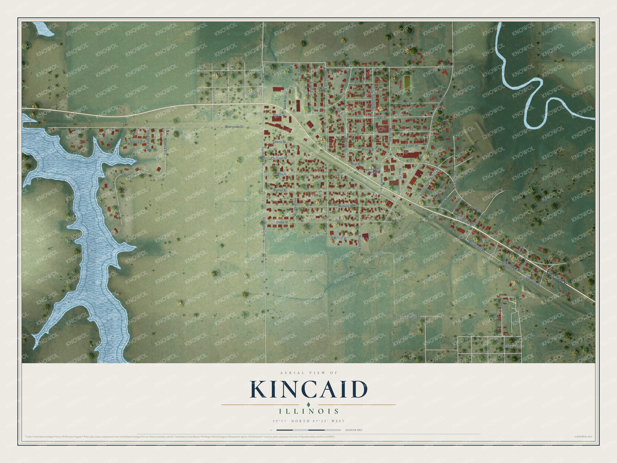 Watermarked full-map preview of Kincaid, Illinois