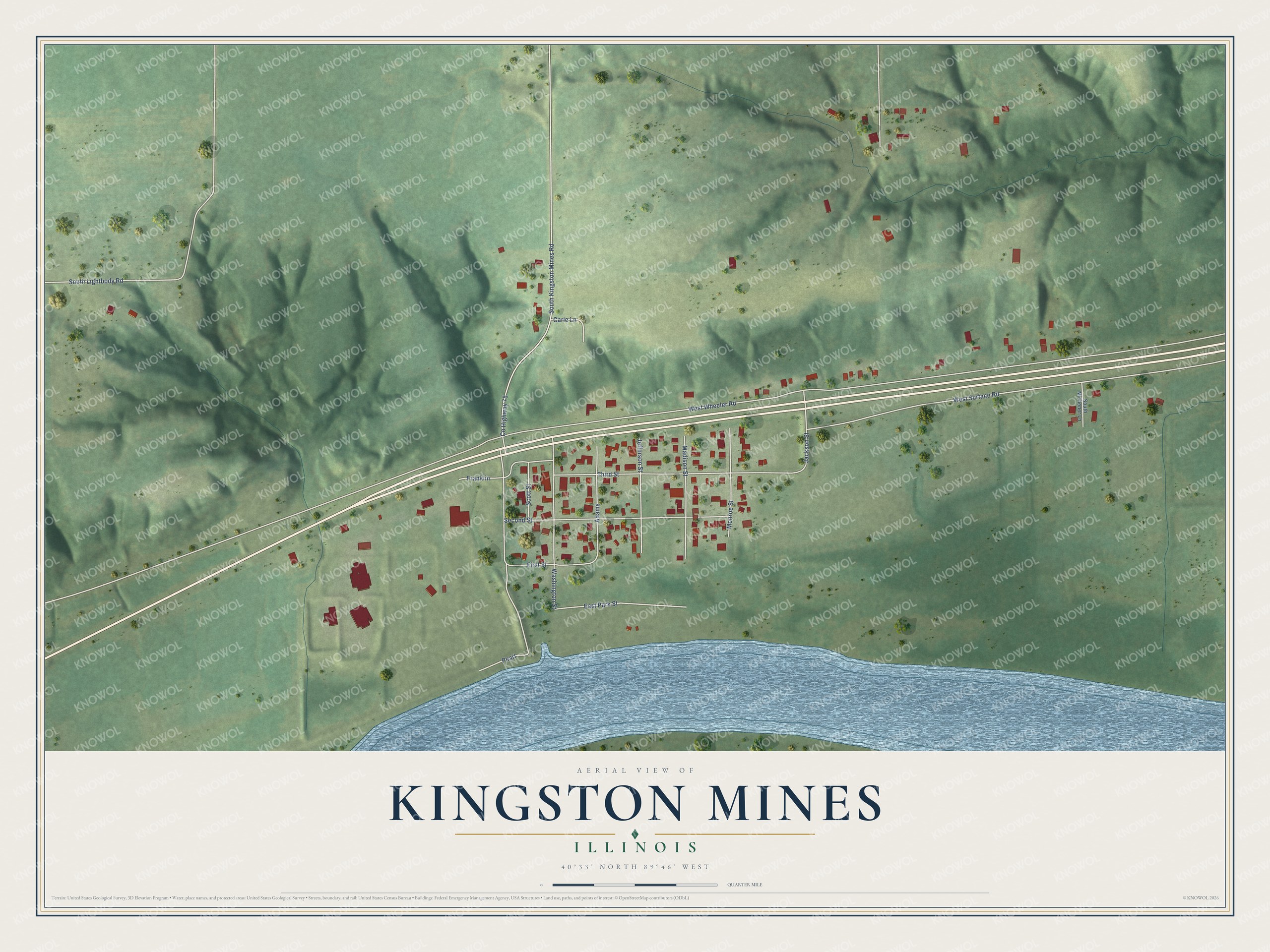 Watermarked full-map preview of Kingston Mines, Illinois