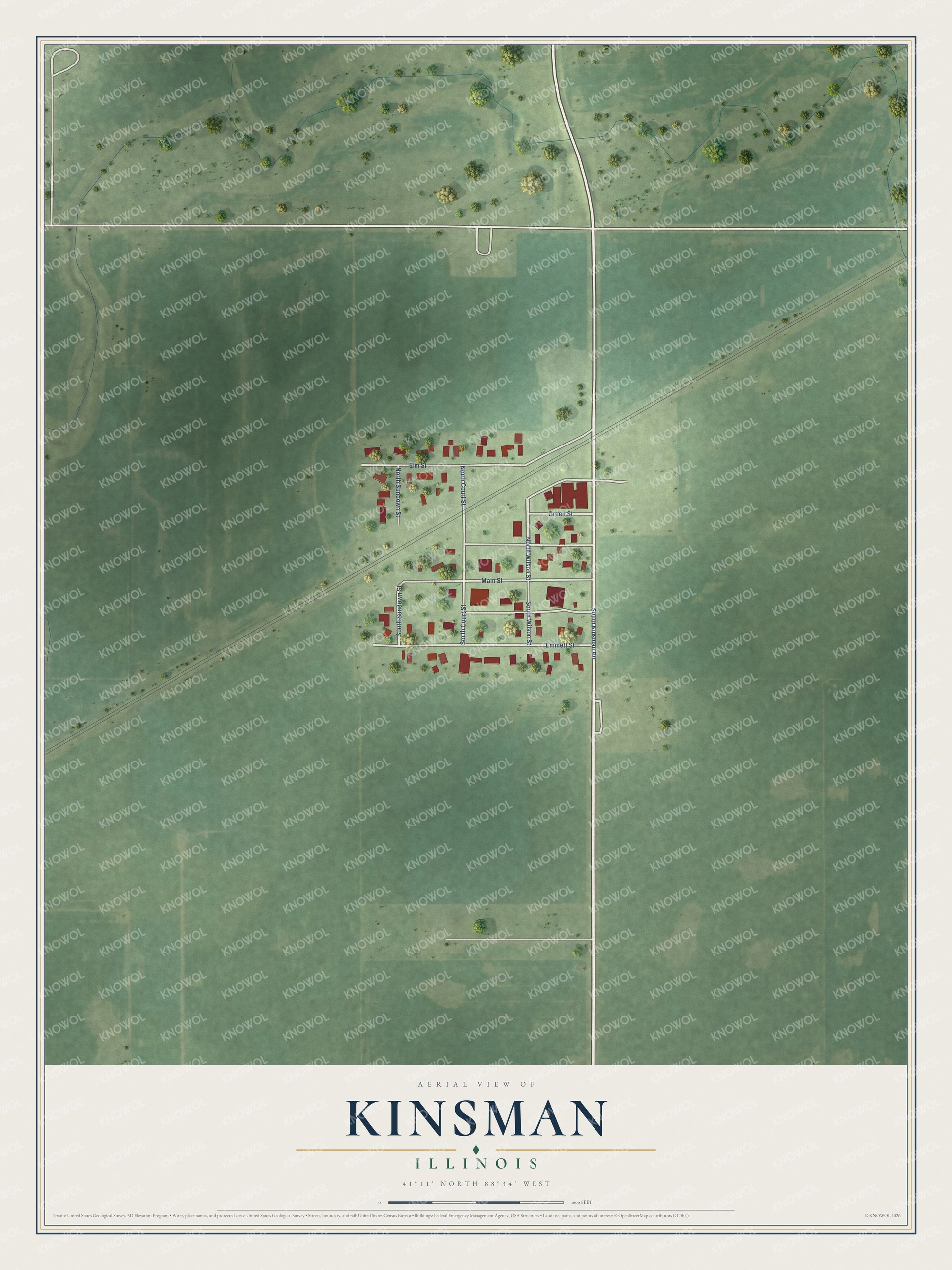 Watermarked full-map preview of Kinsman, Illinois