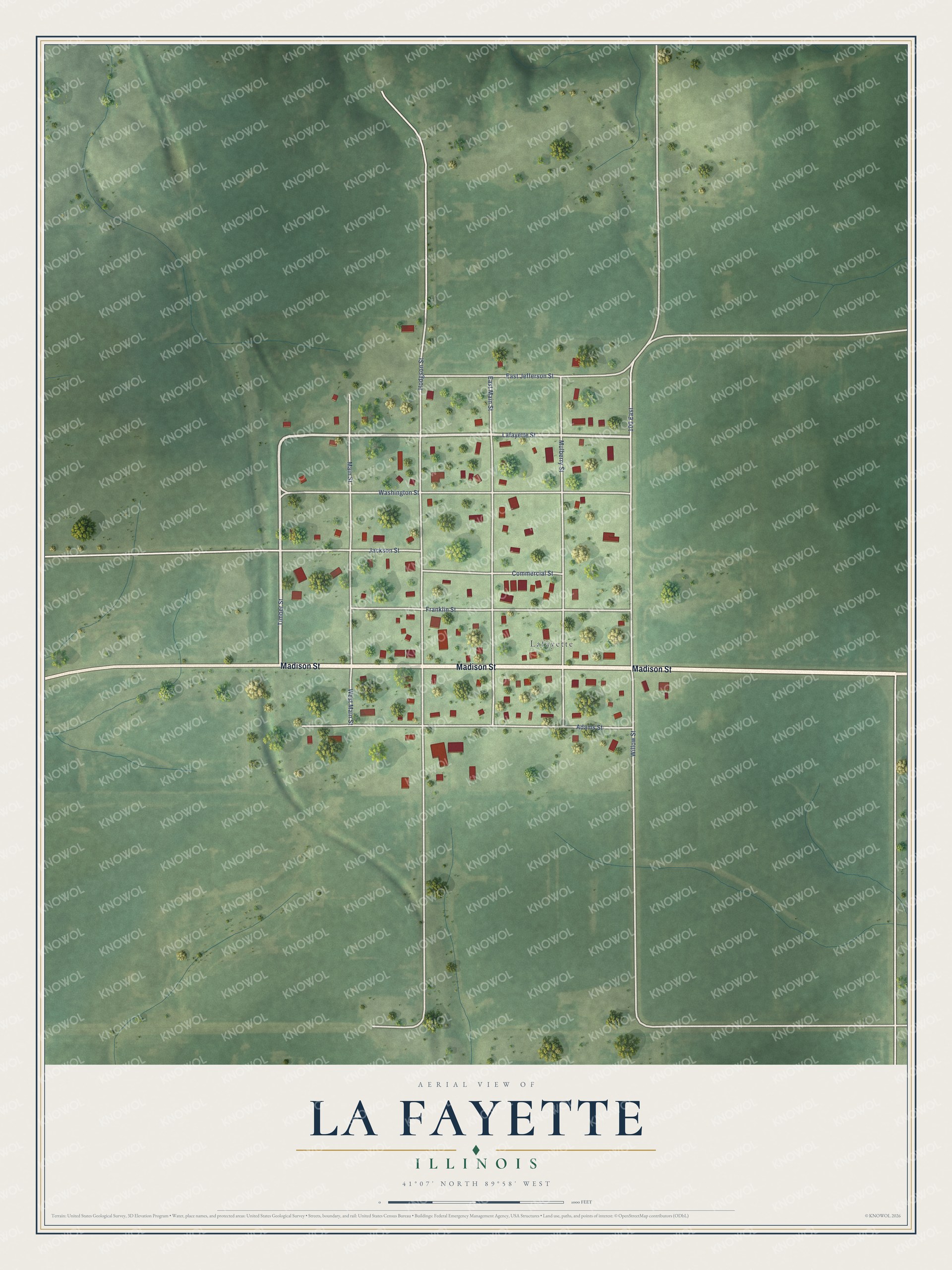 Watermarked full-map preview of La Fayette, Illinois