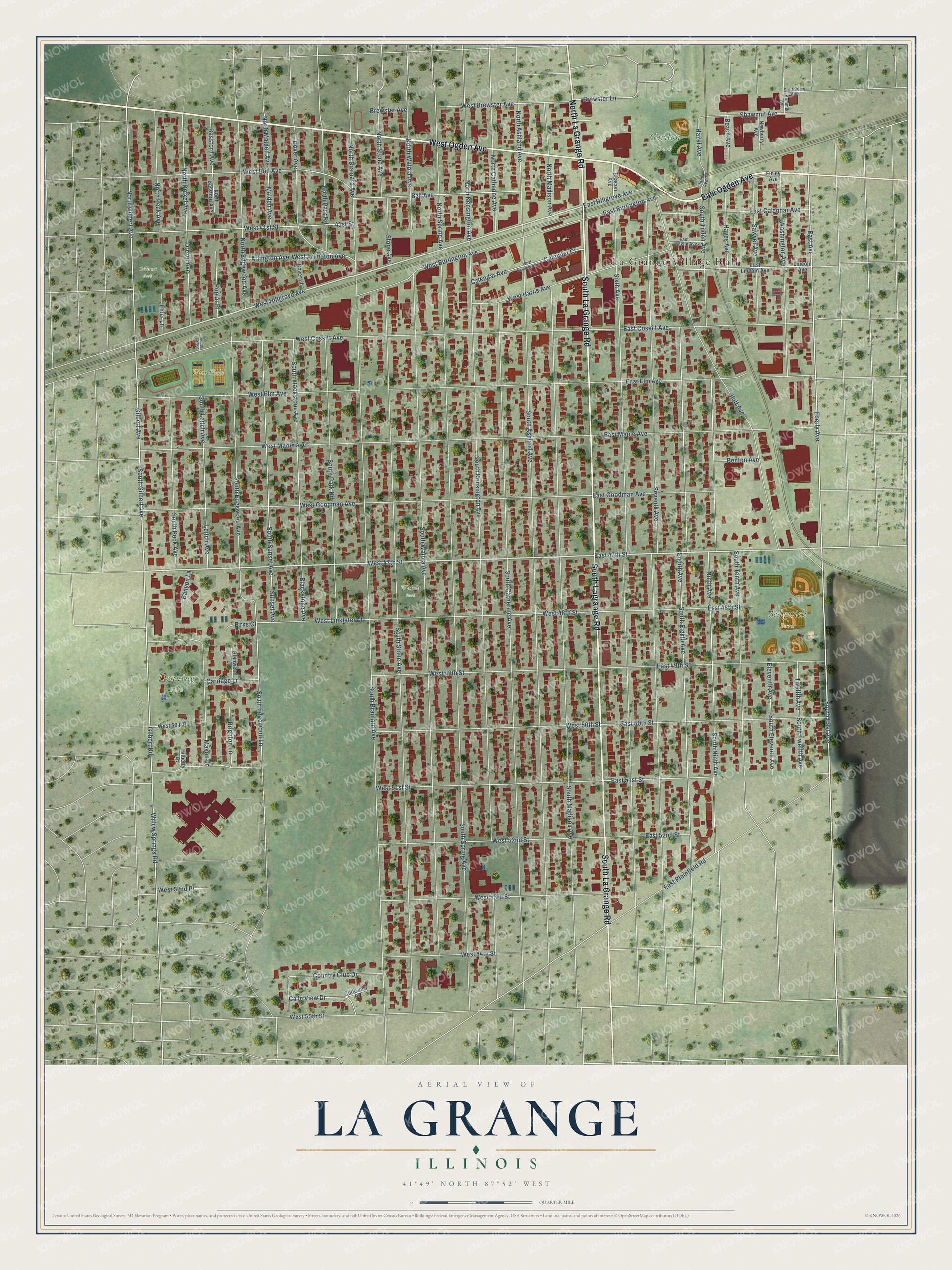 Watermarked full-map preview of La Grange, Illinois