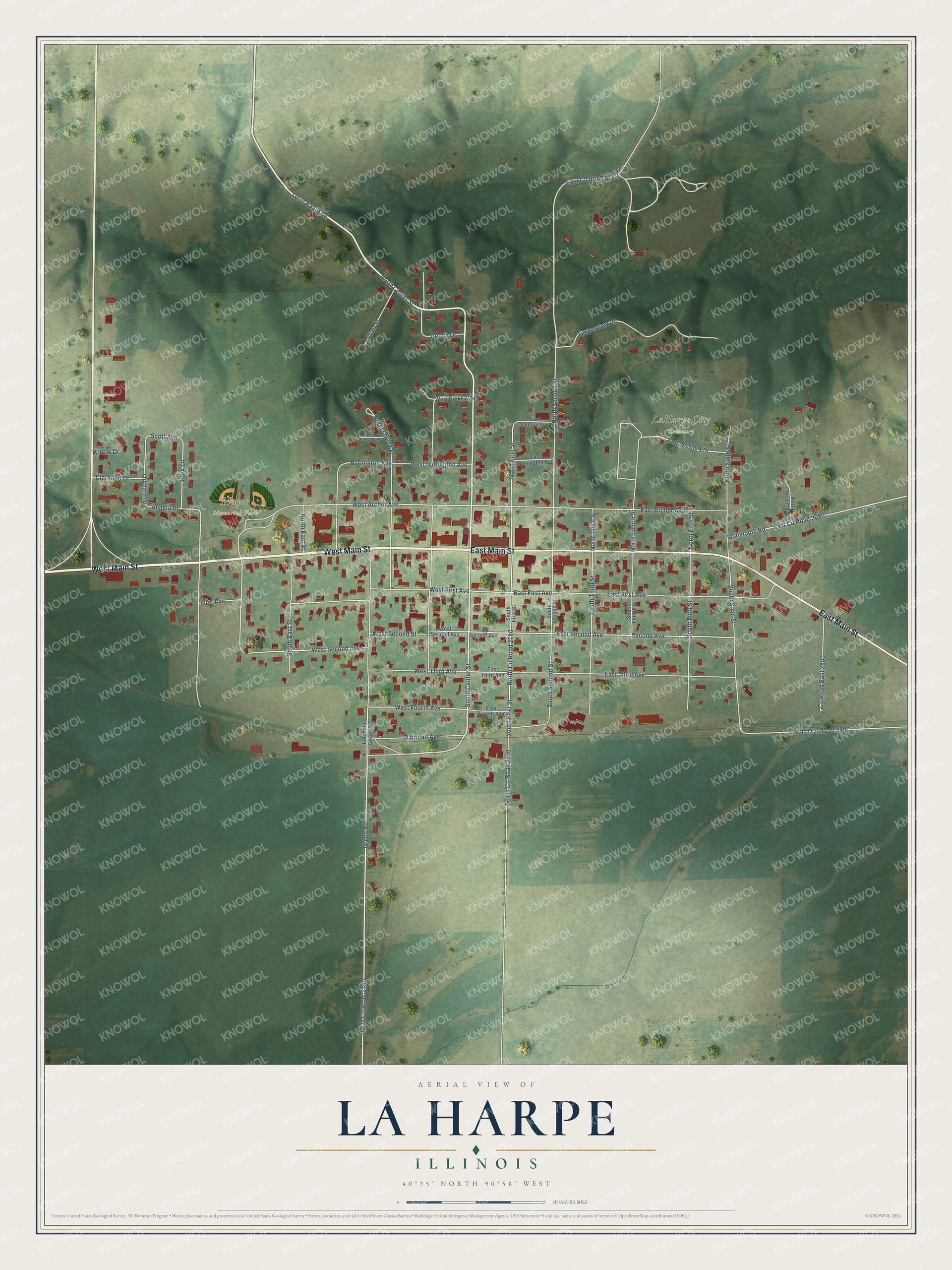 Watermarked full-map preview of La Harpe, Illinois