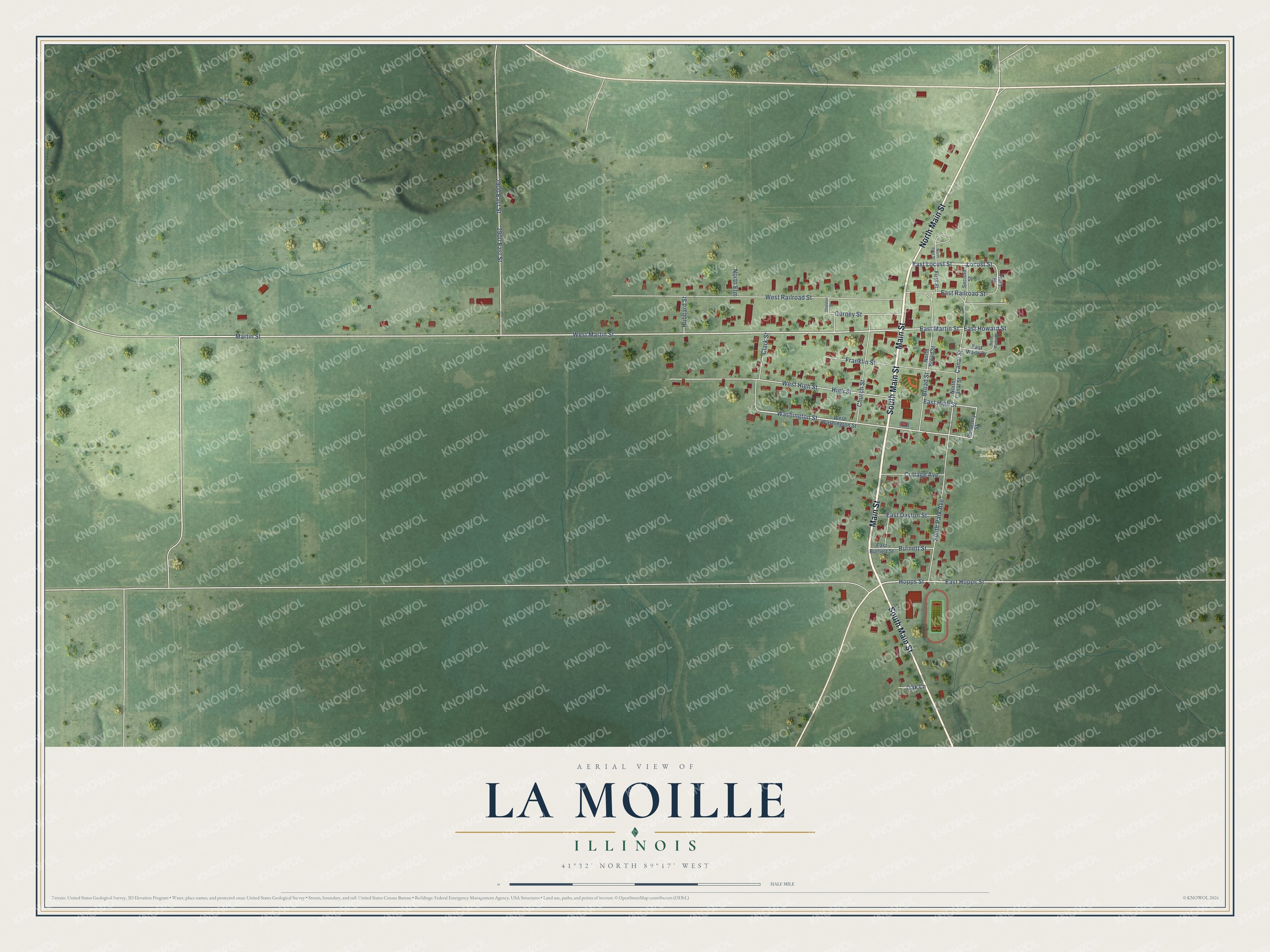 Watermarked full-map preview of La Moille, Illinois