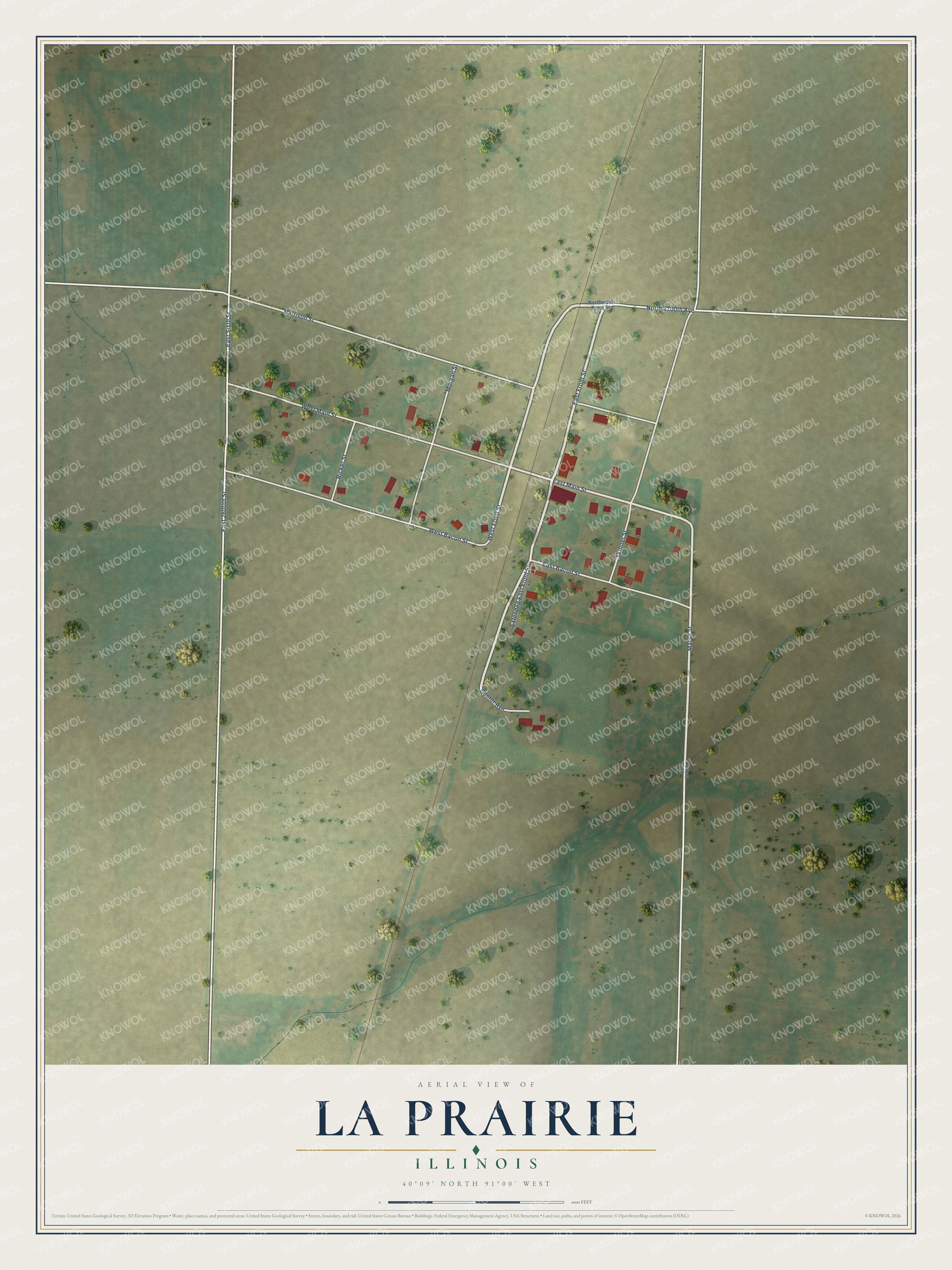 Watermarked full-map preview of La Prairie, Illinois