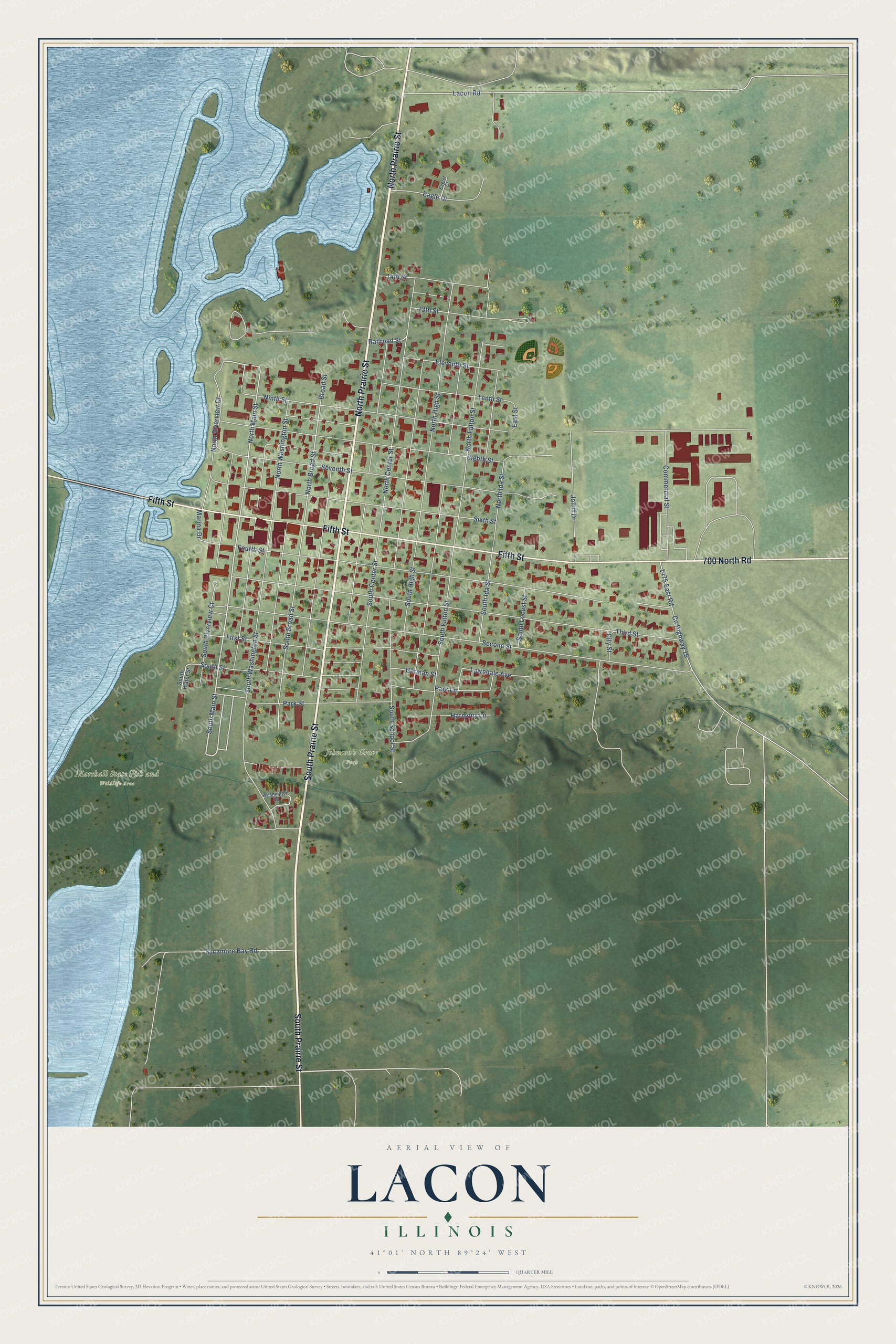 Watermarked full-map preview of Lacon, Illinois