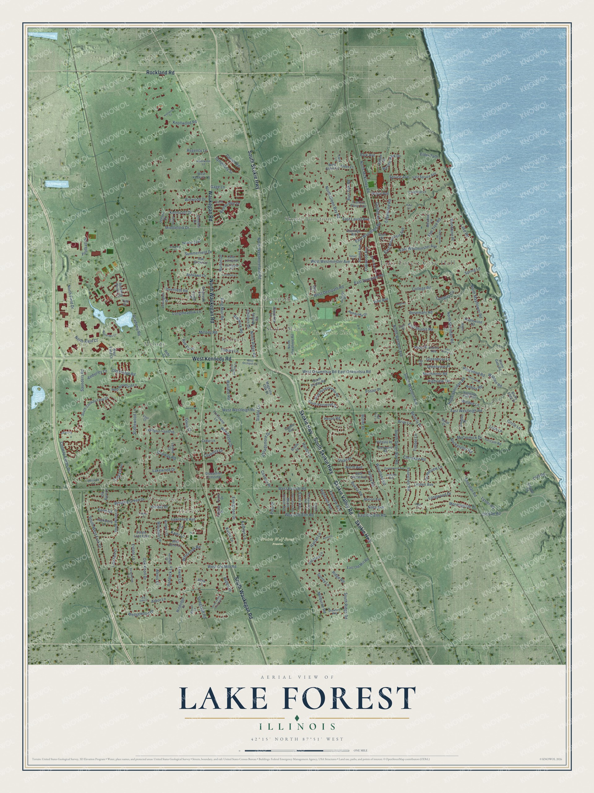Watermarked full-map preview of Lake Forest, Illinois