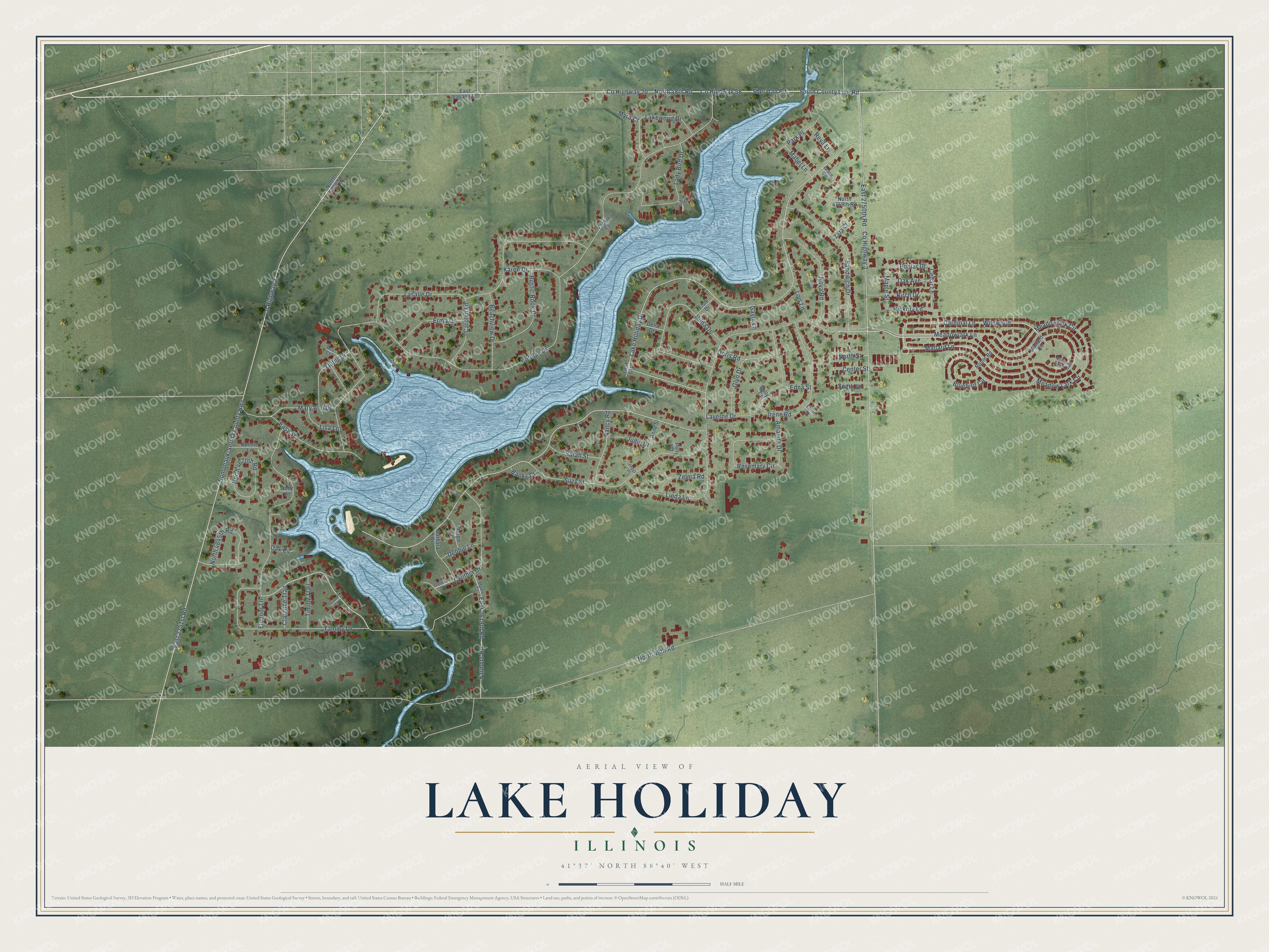 Watermarked full-map preview of Lake Holiday, Illinois
