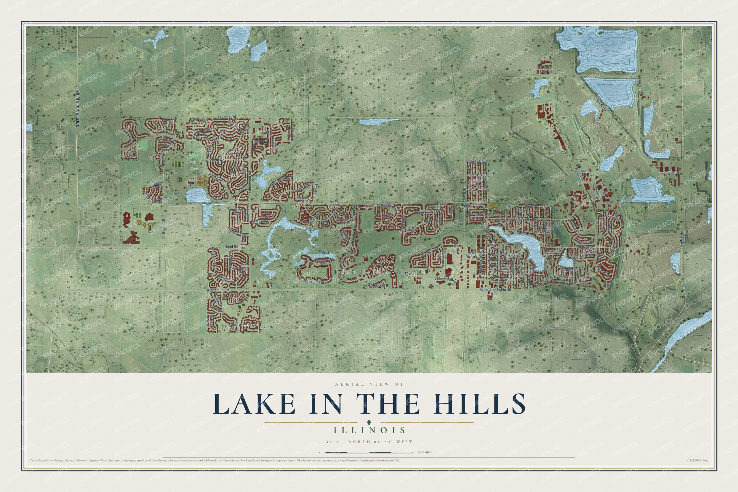 Watermarked full-map preview of Lake in the Hills, Illinois