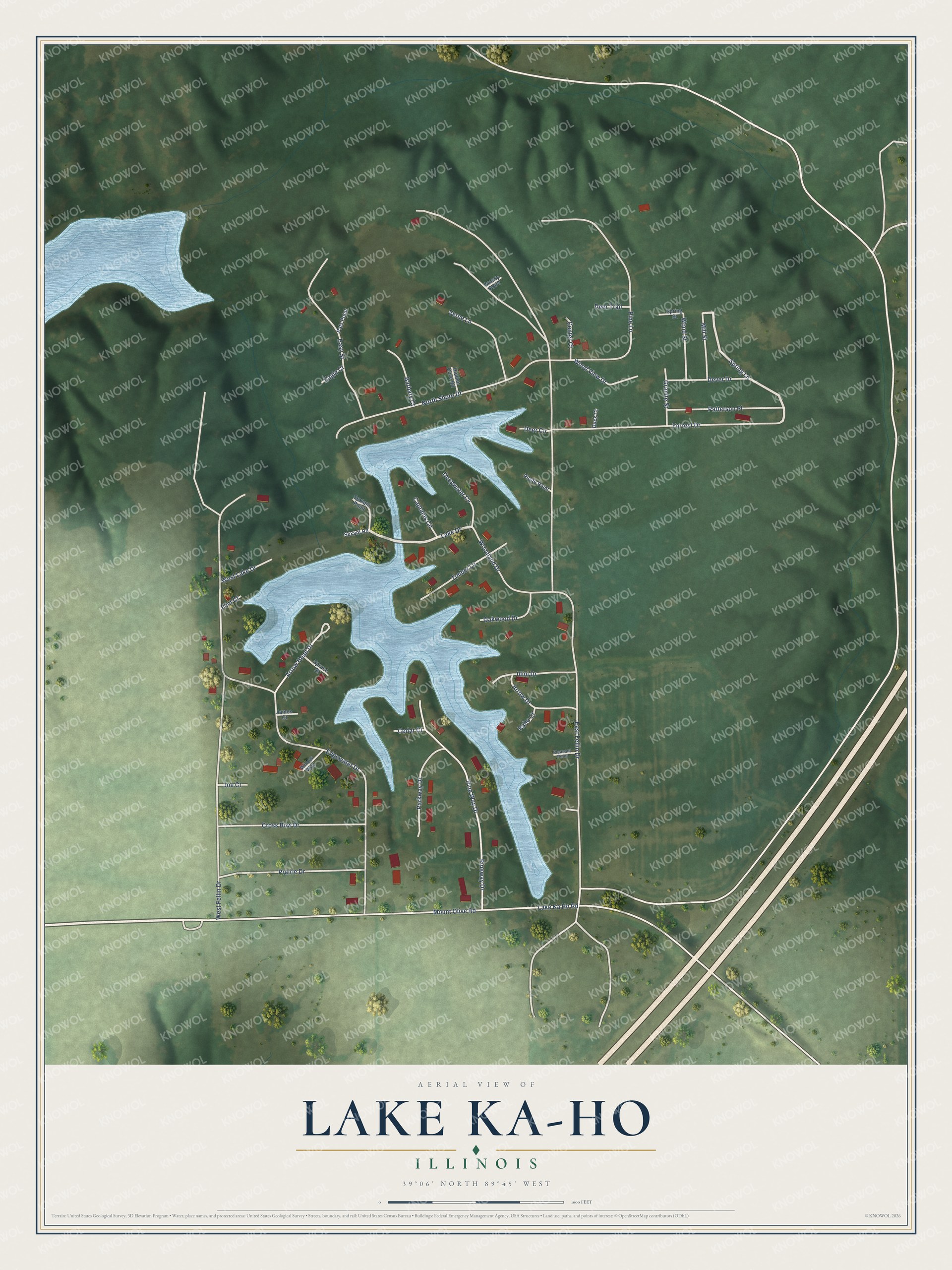 Watermarked full-map preview of Lake Ka-Ho, Illinois