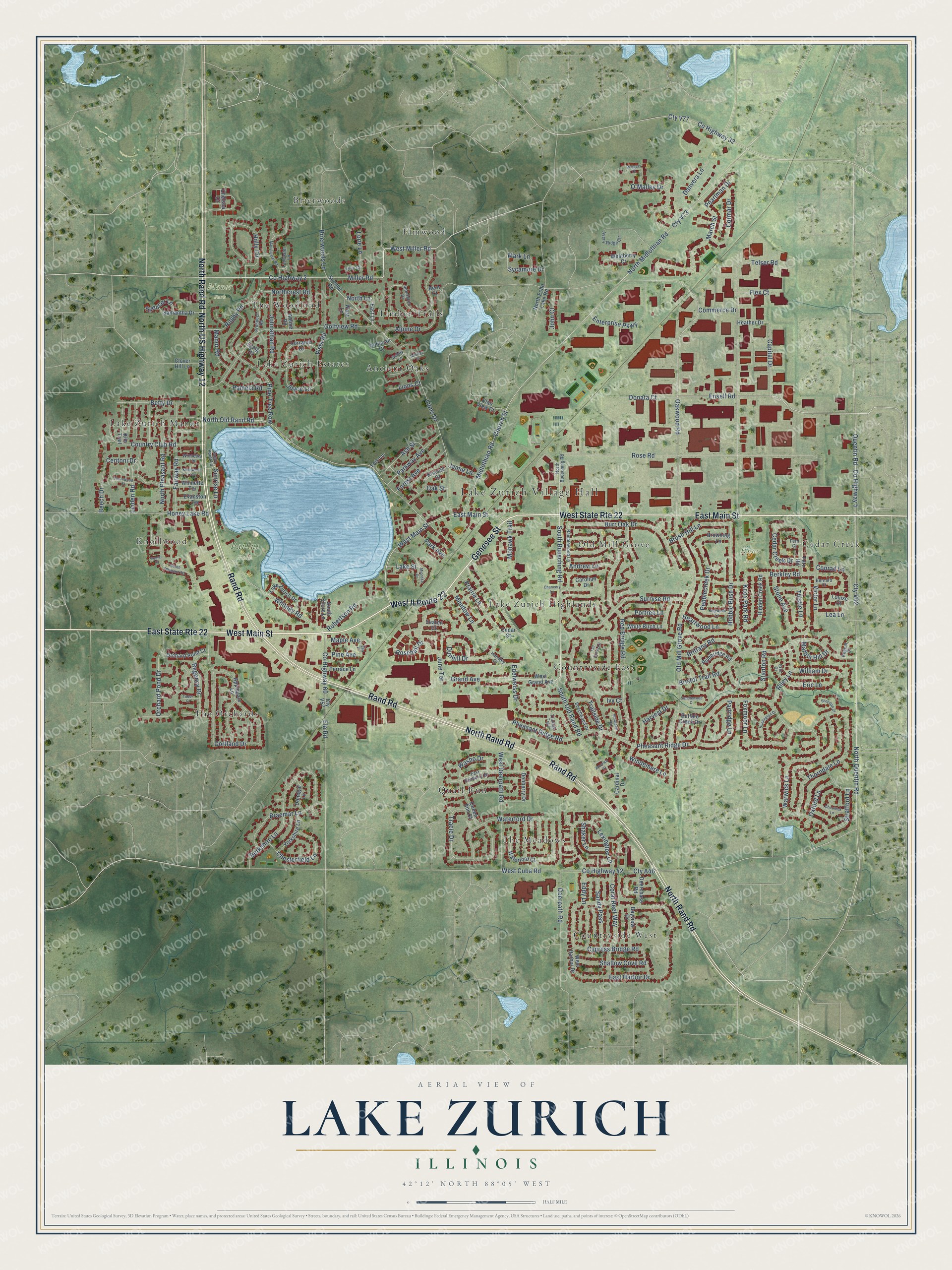 Watermarked full-map preview of Lake Zurich, Illinois