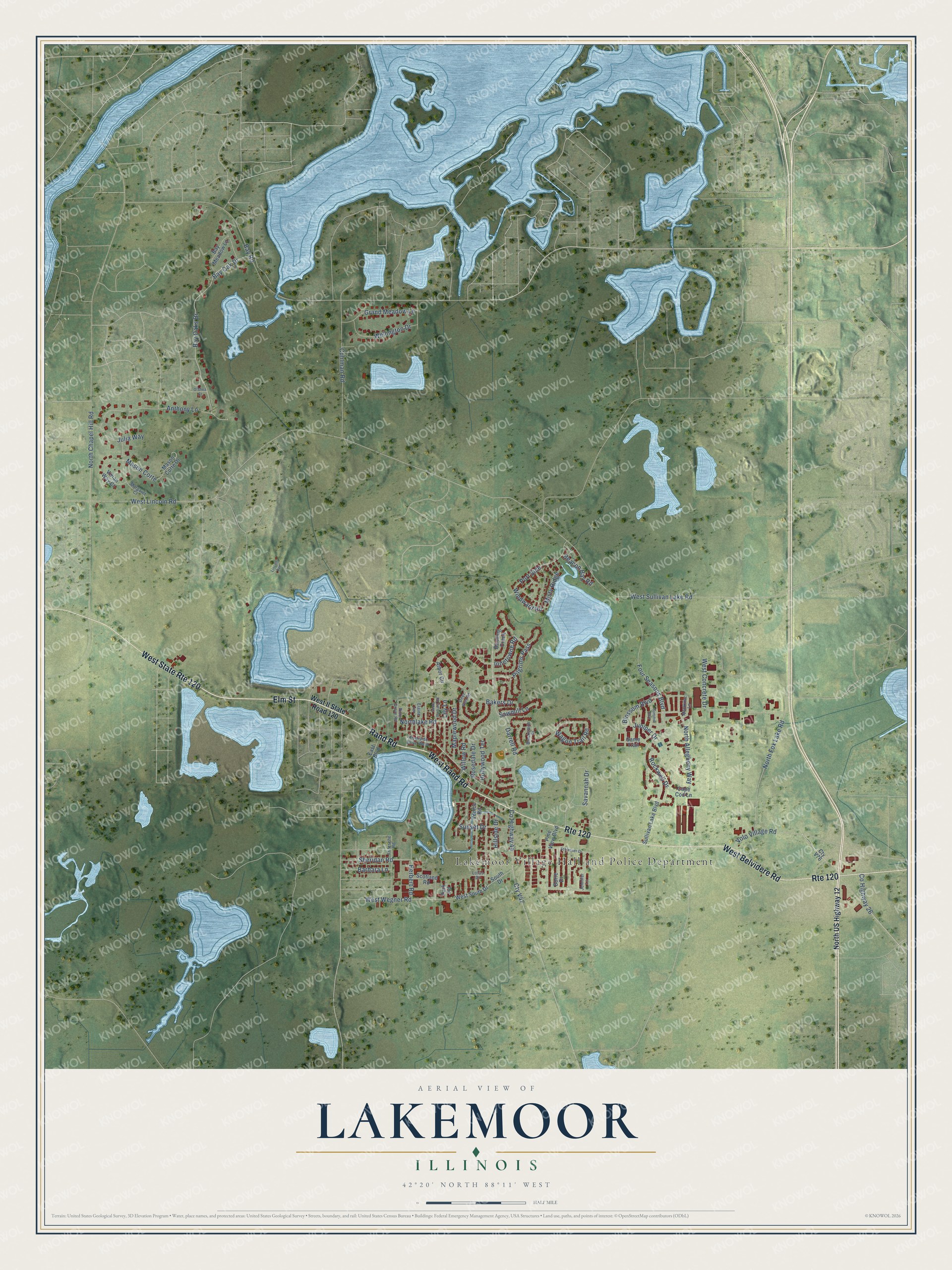 Watermarked full-map preview of Lakemoor, Illinois