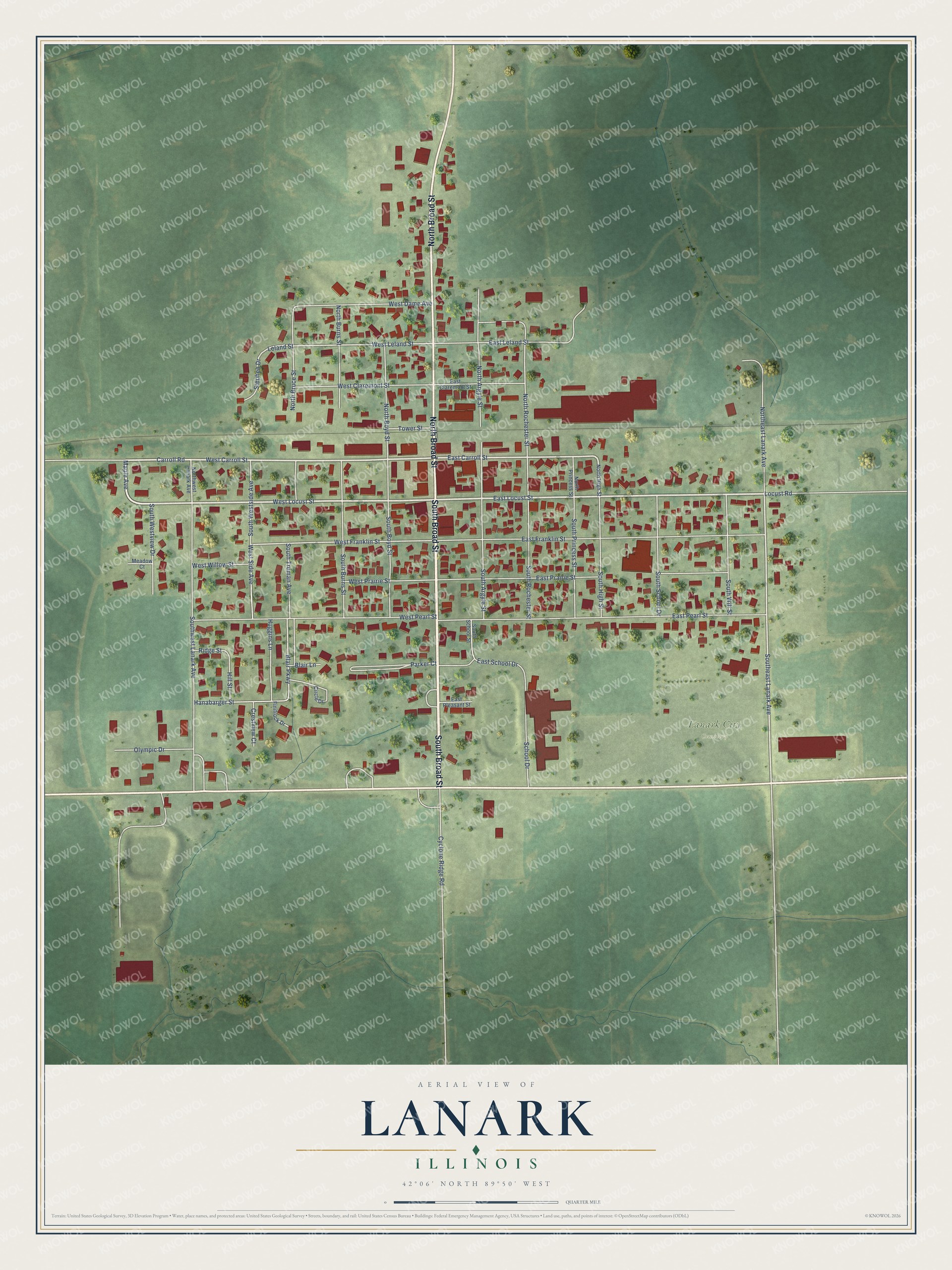 Watermarked full-map preview of Lanark, Illinois