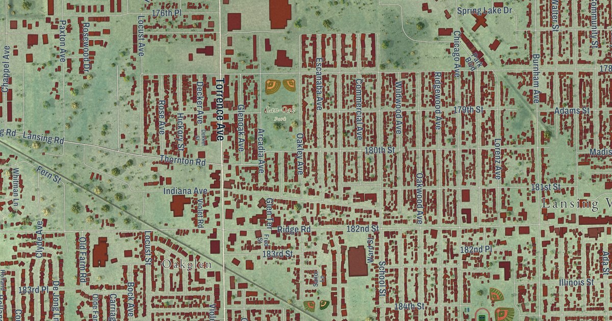 Map of Lansing, Illinois in 2026