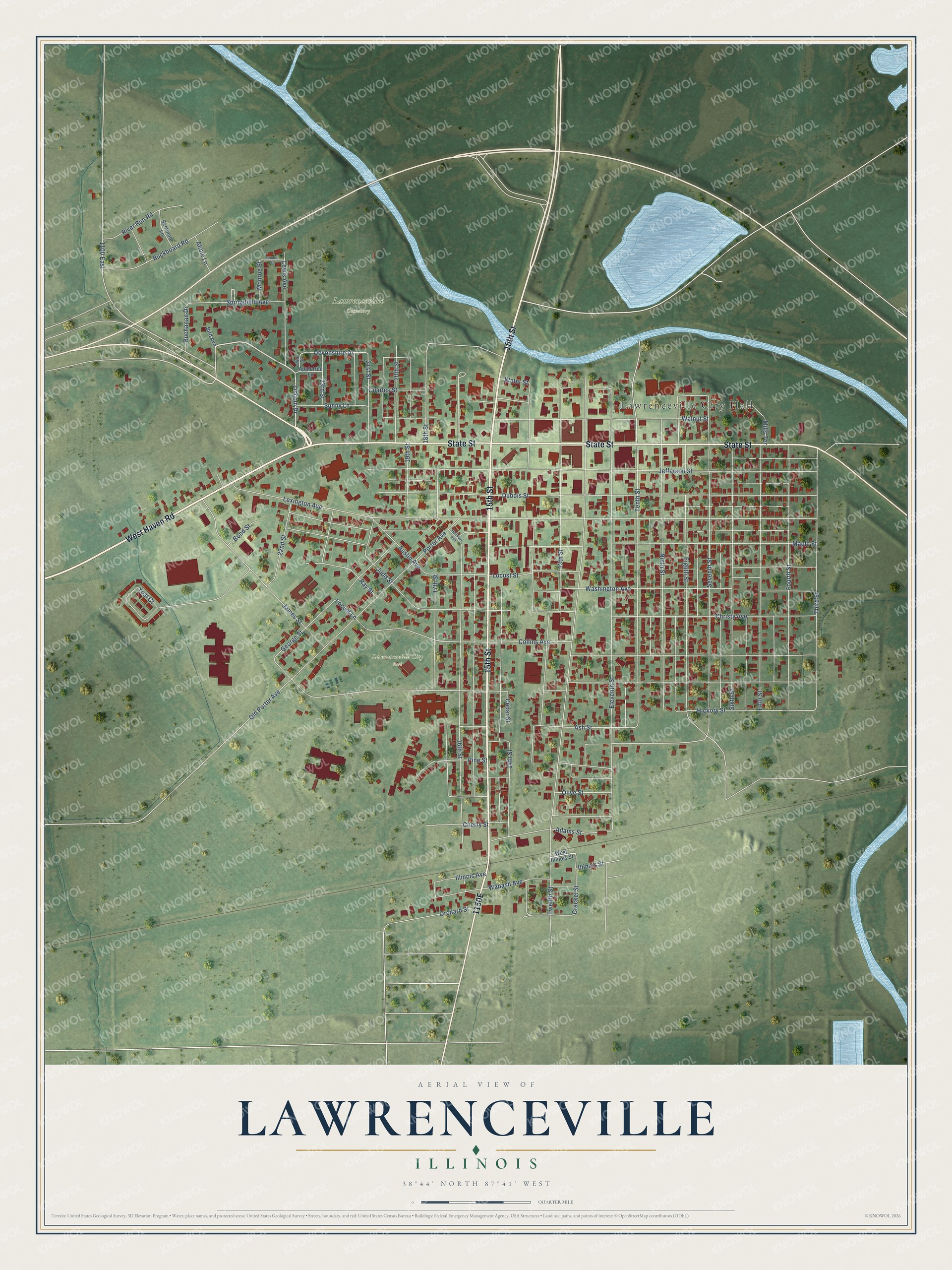 Watermarked full-map preview of Lawrenceville, Illinois