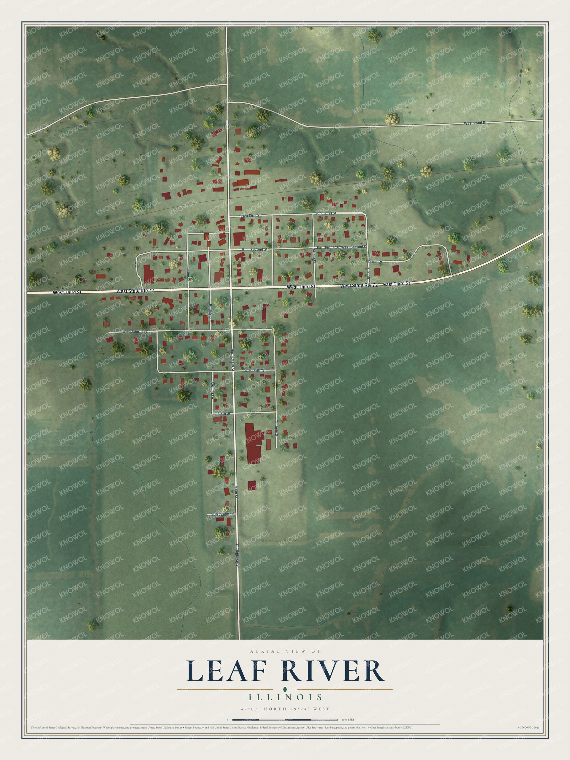 Watermarked full-map preview of Leaf River, Illinois