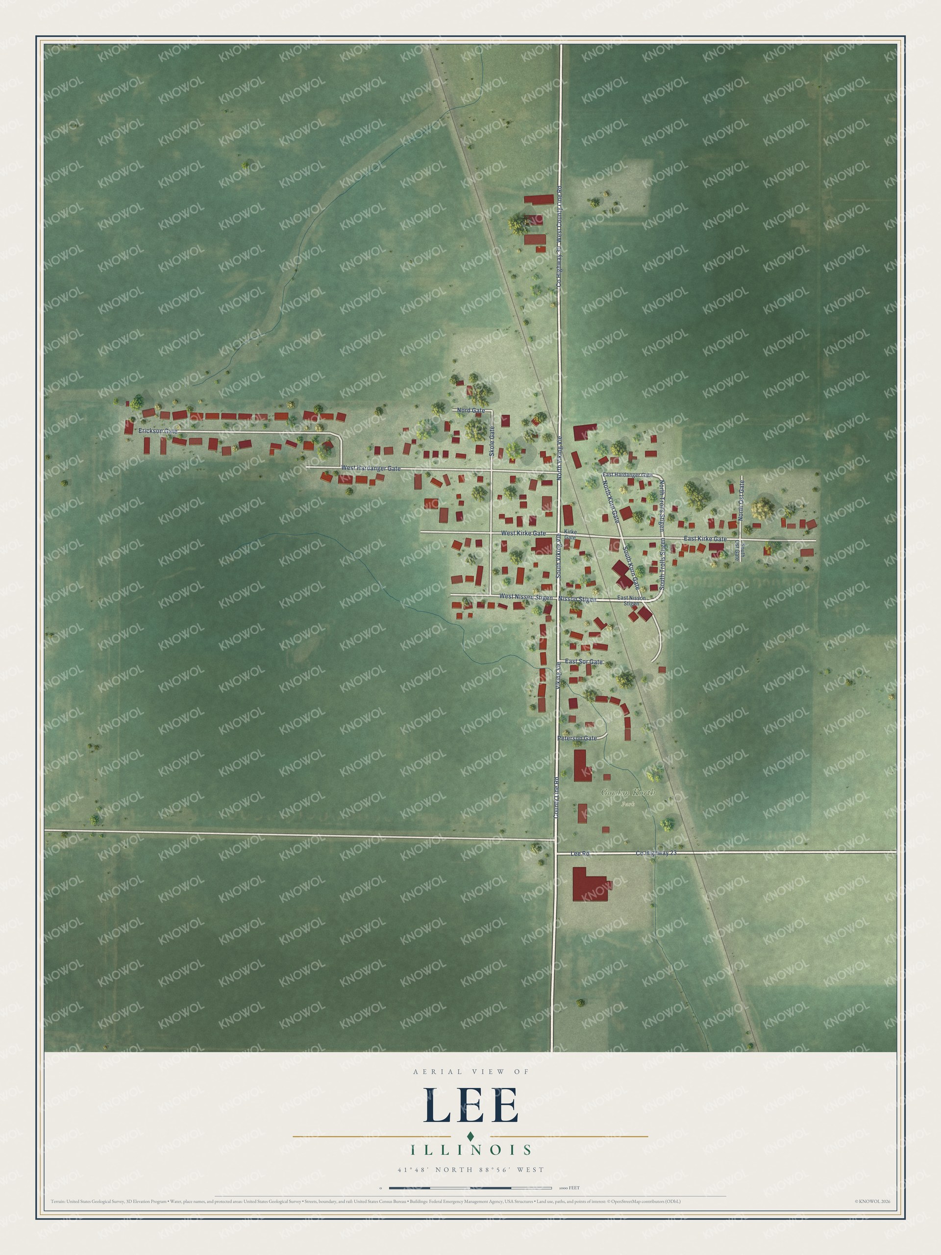 Watermarked full-map preview of Lee, Illinois