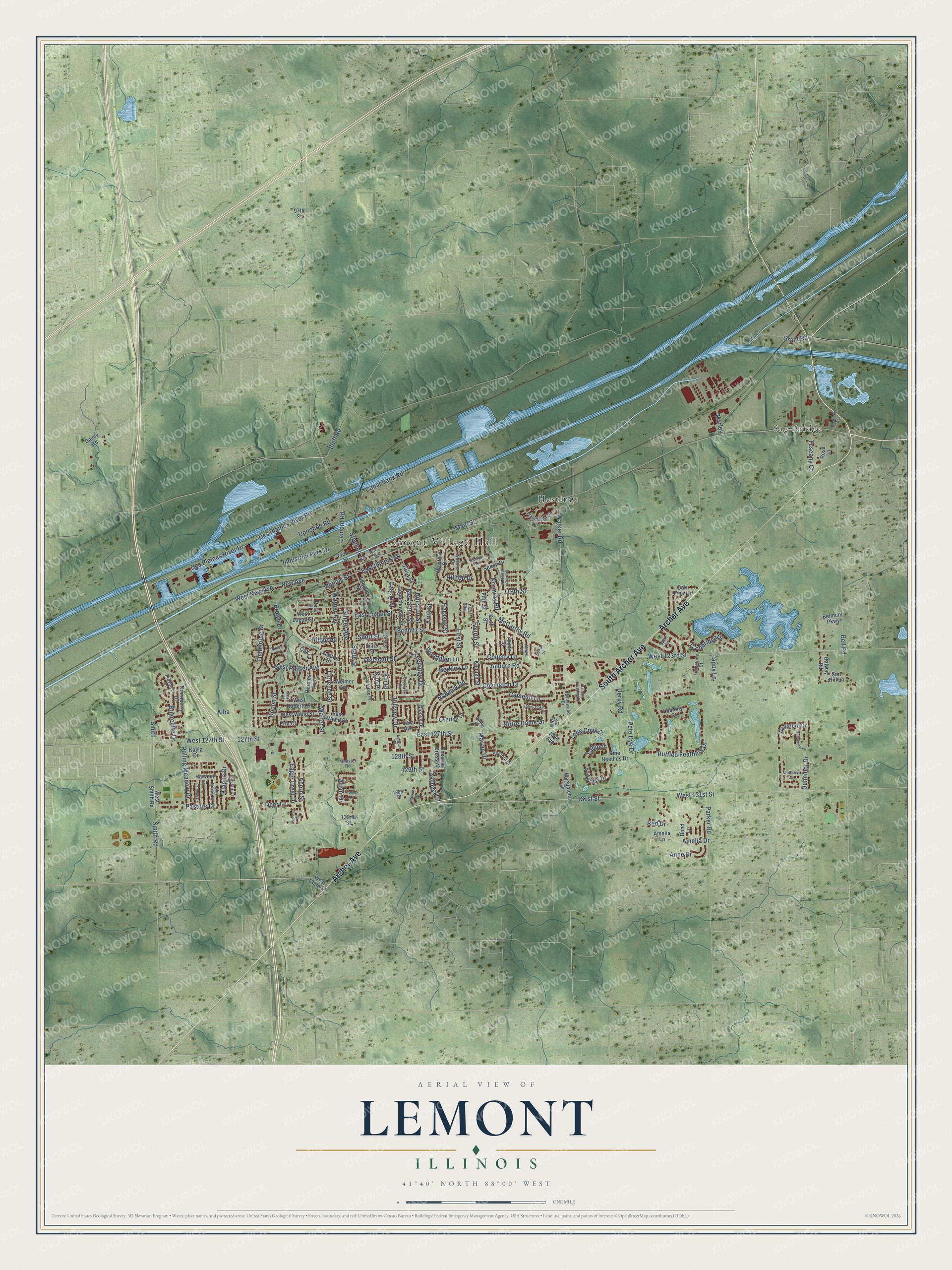 Watermarked full-map preview of Lemont, Illinois