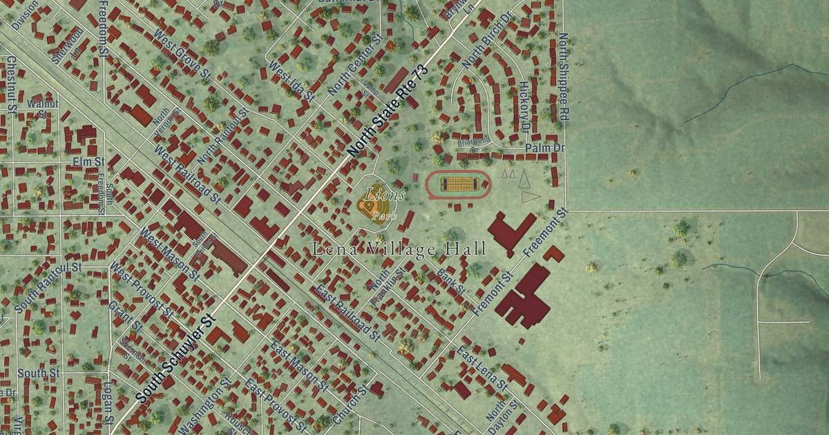 Map of Lena, Illinois in 2026