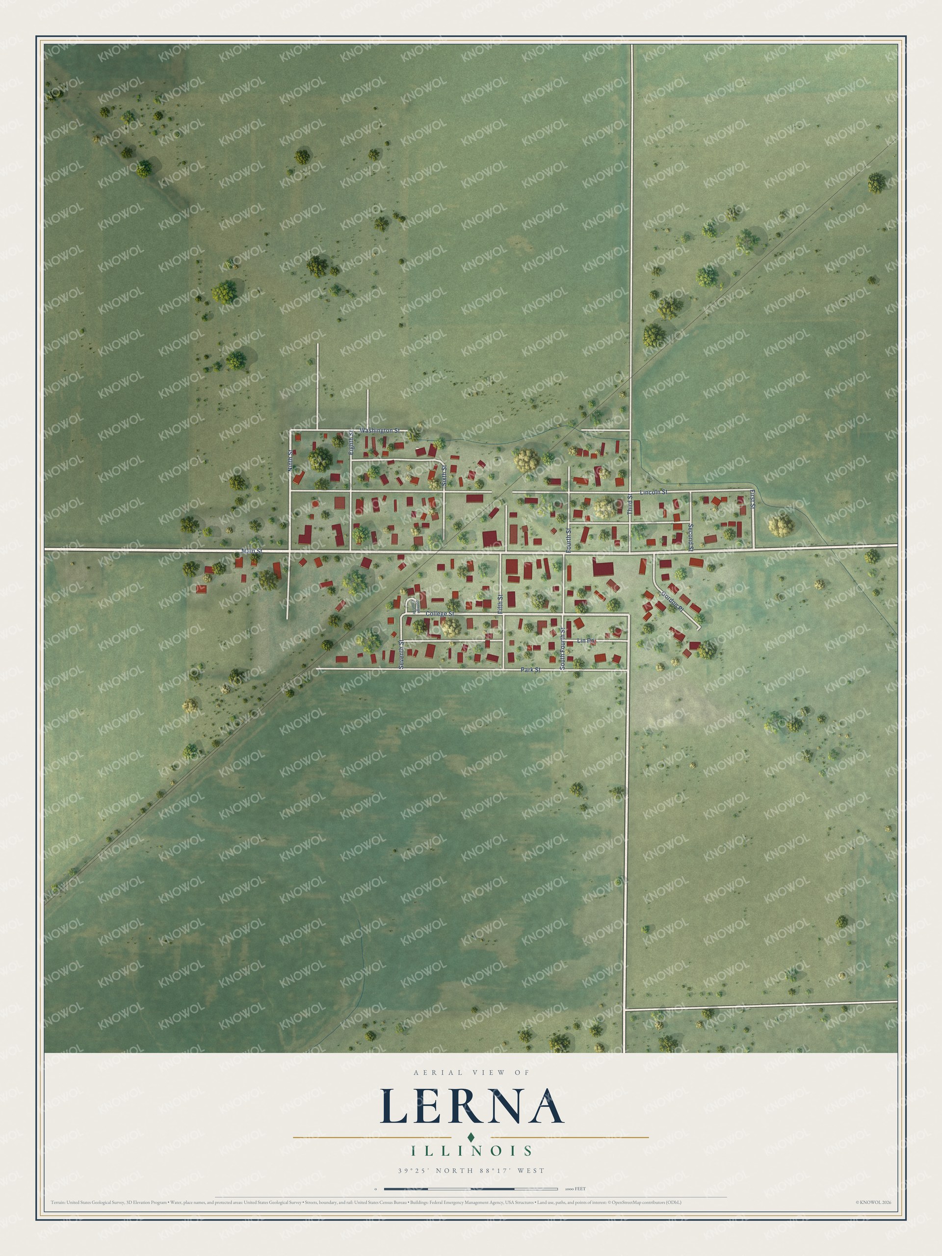 Watermarked full-map preview of Lerna, Illinois