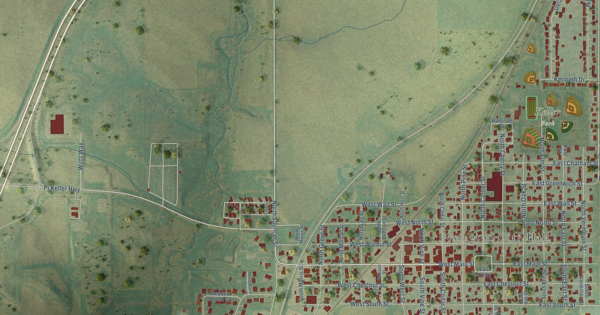 Map of Lexington, Illinois in 2026