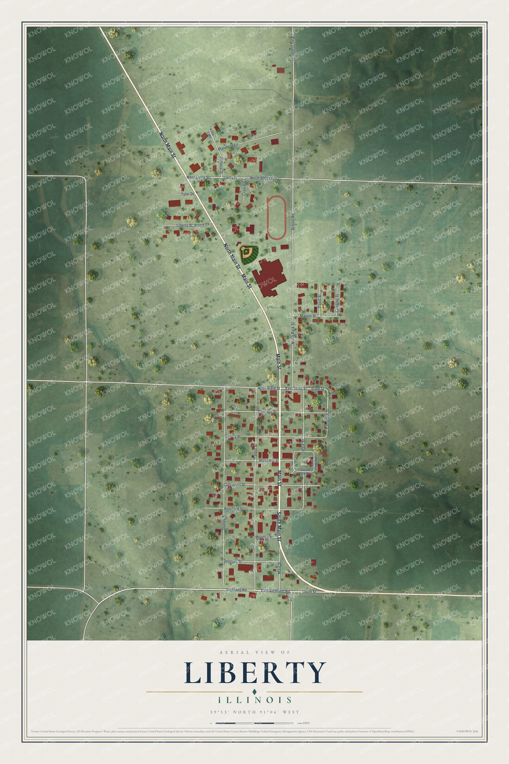 Watermarked full-map preview of Liberty, Illinois