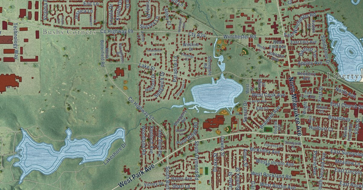 Map of Libertyville, Illinois in 2026