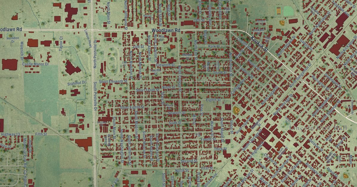 Map of Lincoln, Illinois in 2026