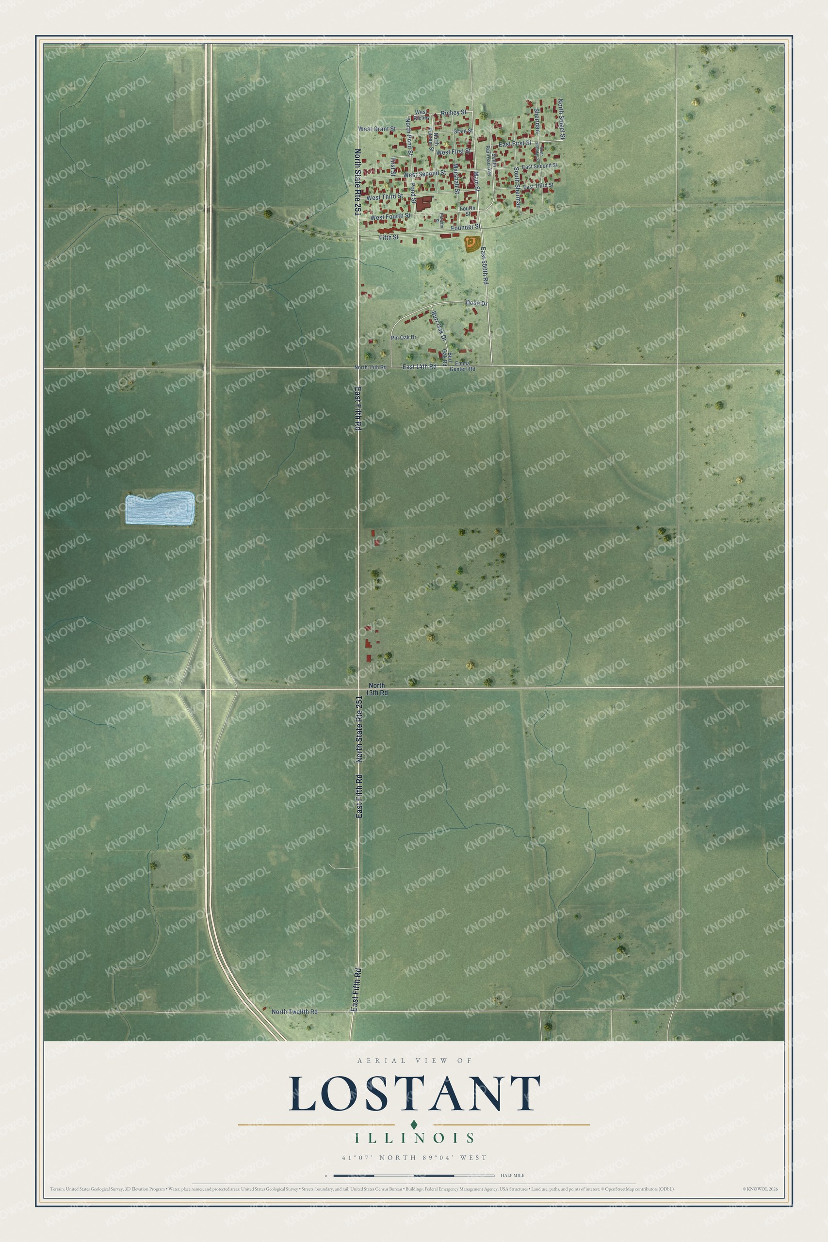 Watermarked full-map preview of Lostant, Illinois