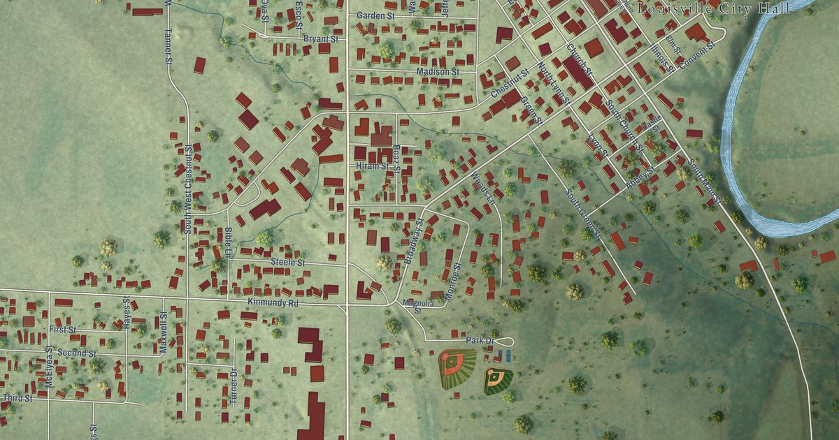 Map of Louisville, Illinois in 2026