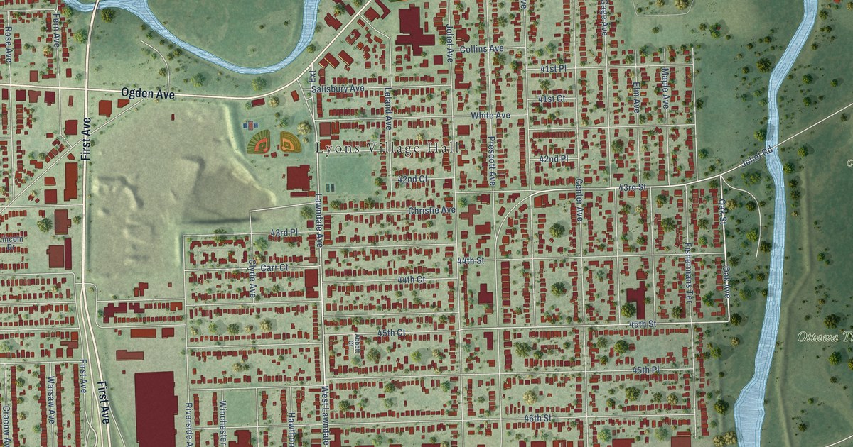 Map of Lyons, Illinois in 2026