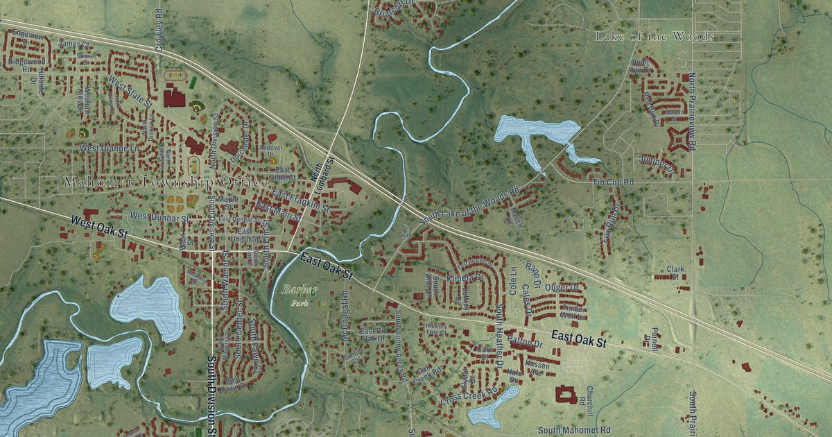 Map of Mahomet, Illinois in 2026