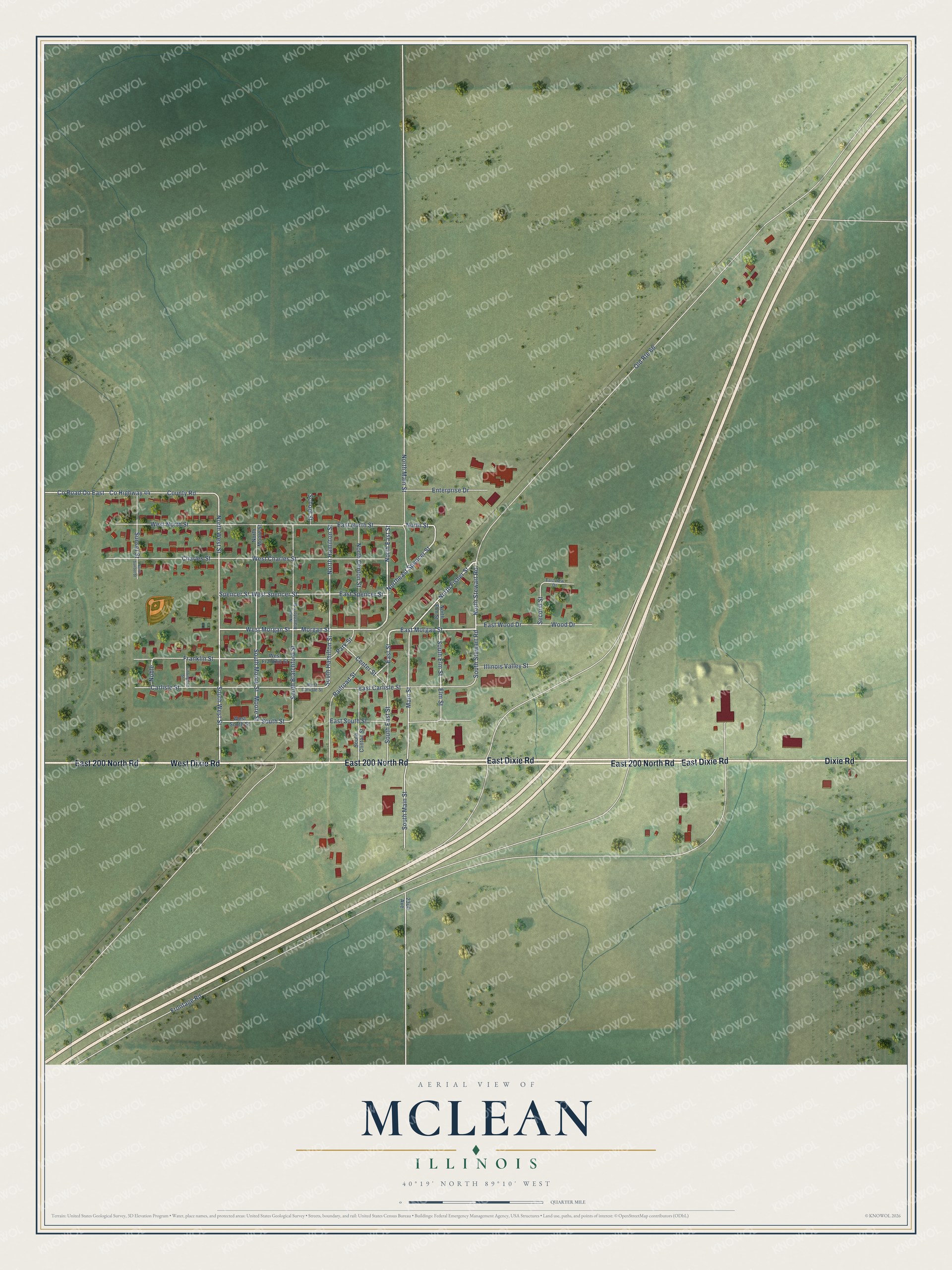 Watermarked full-map preview of McLean, Illinois
