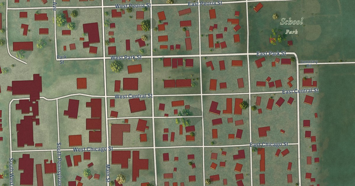 Map of Minier, Illinois in 2026