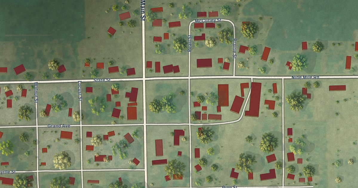 Map of Modesto, Illinois in 2026
