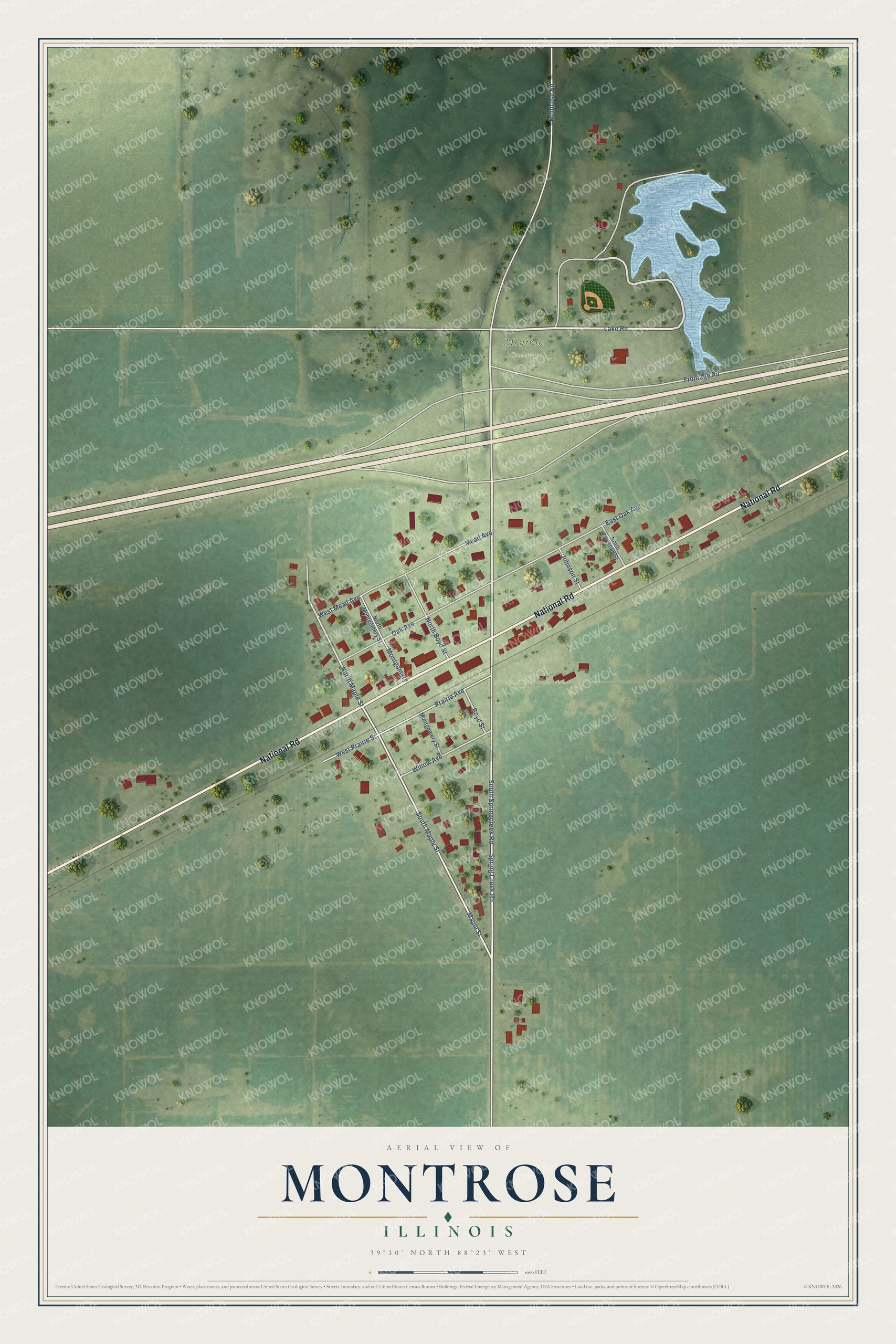 Watermarked full-map preview of Montrose, Illinois
