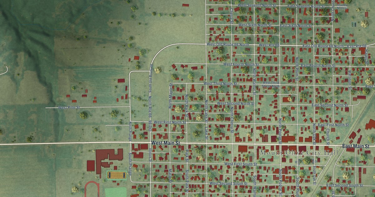 Map of Mount Olive, Illinois in 2026