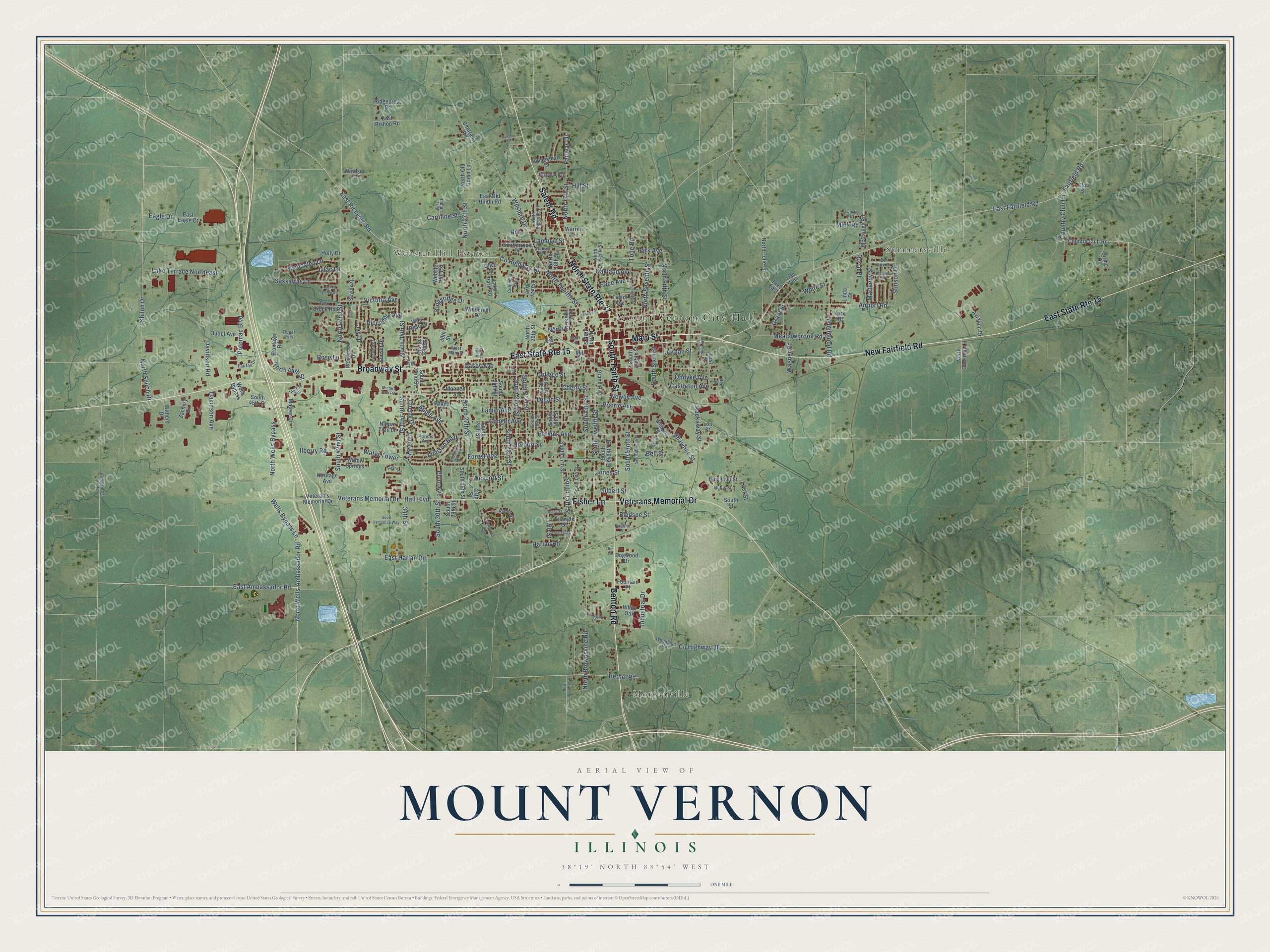 Watermarked full-map preview of Mount Vernon, Illinois