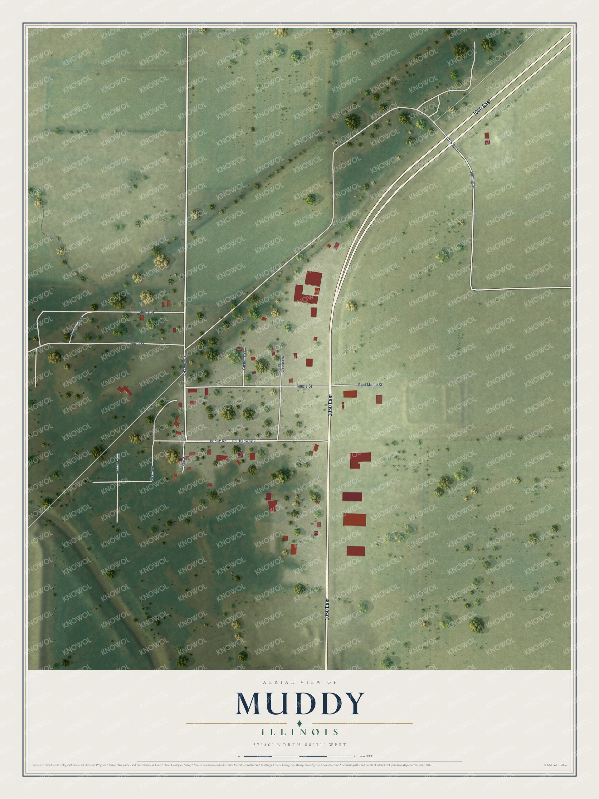 Watermarked full-map preview of Muddy, Illinois