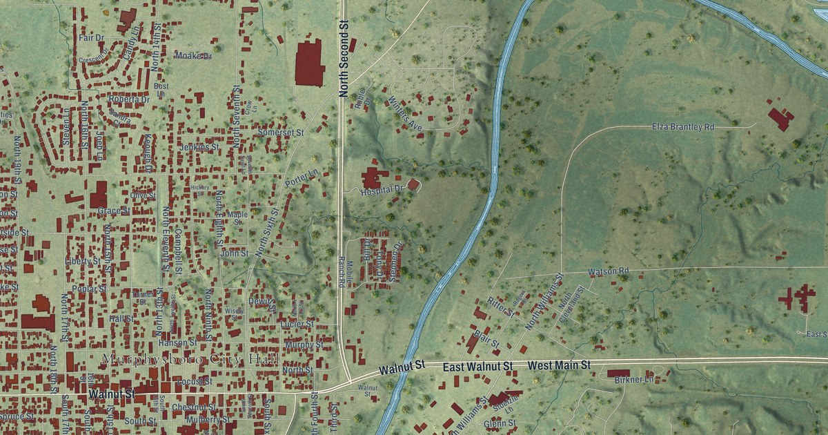Map of Murphysboro, Illinois in 2026