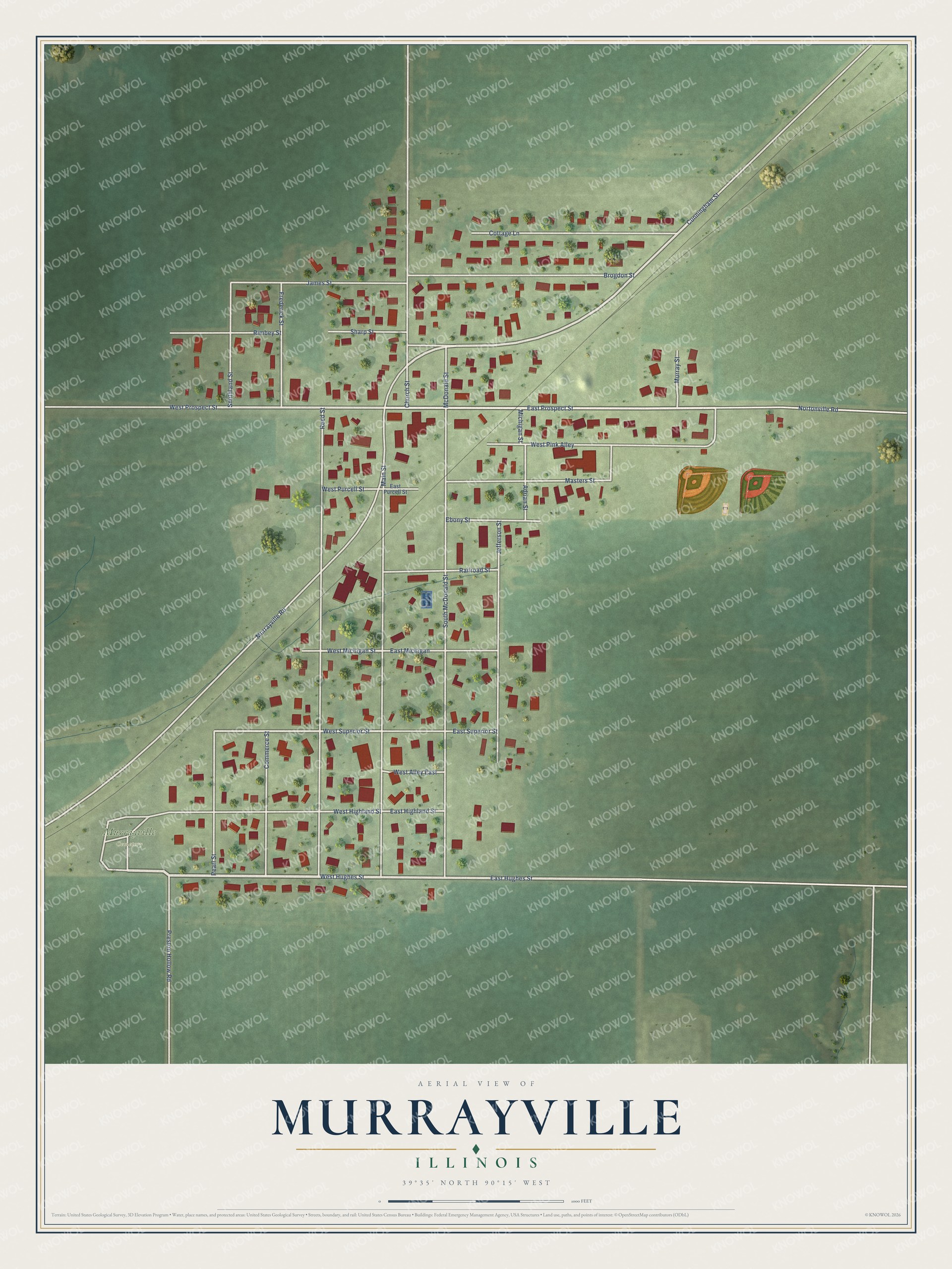 Watermarked full-map preview of Murrayville, Illinois