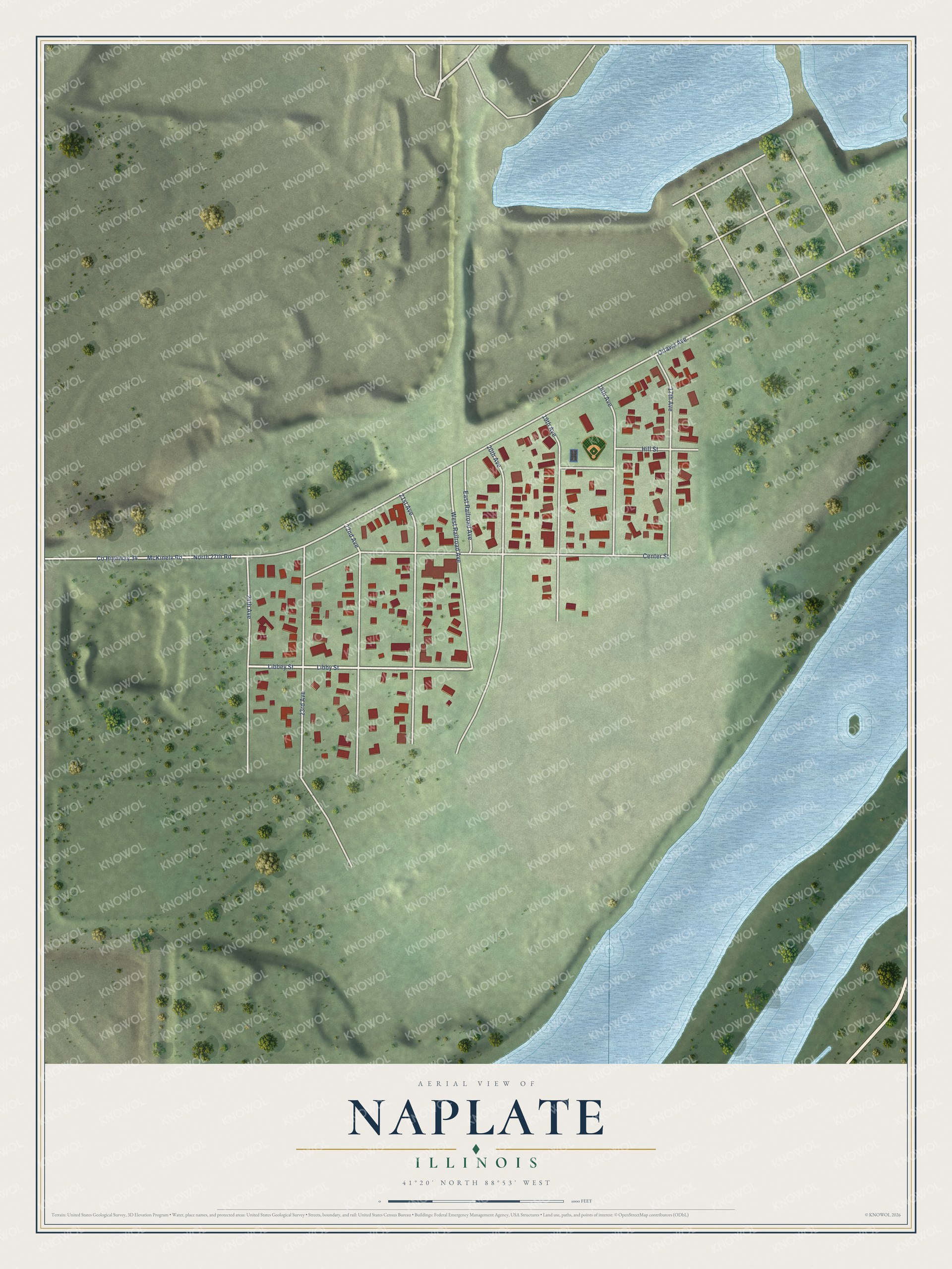 Watermarked full-map preview of Naplate, Illinois
