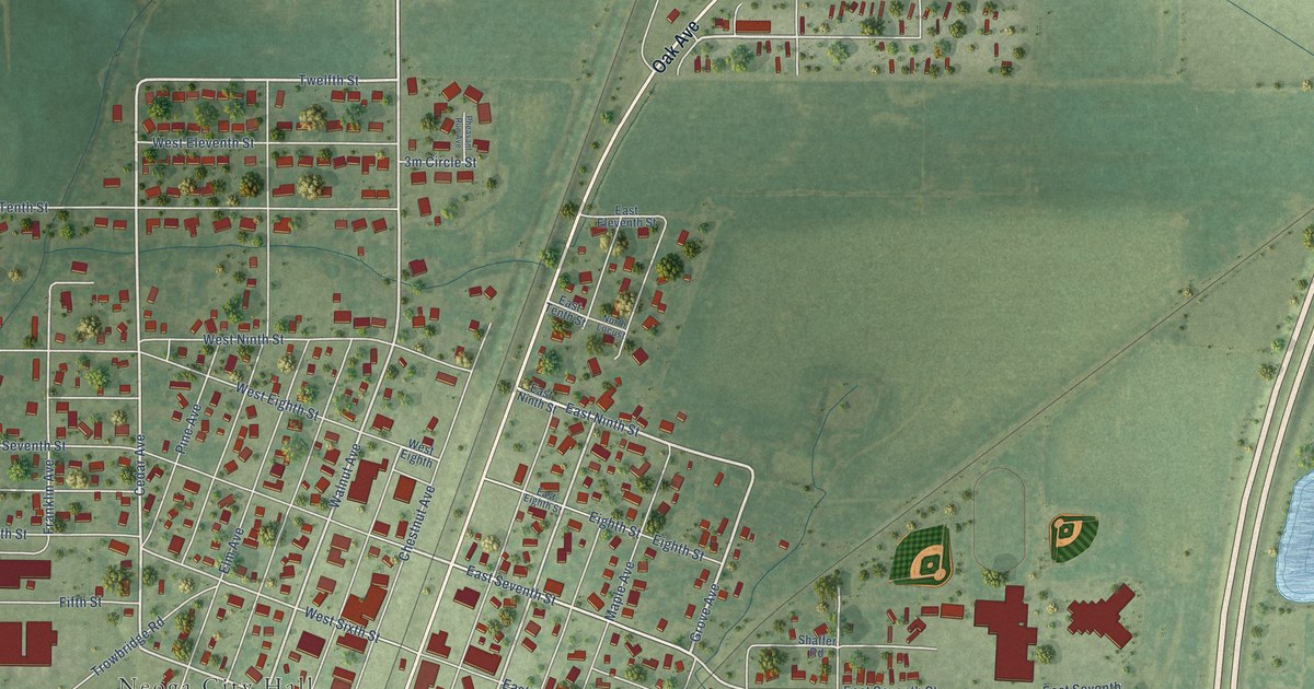 Map of Neoga, Illinois in 2026