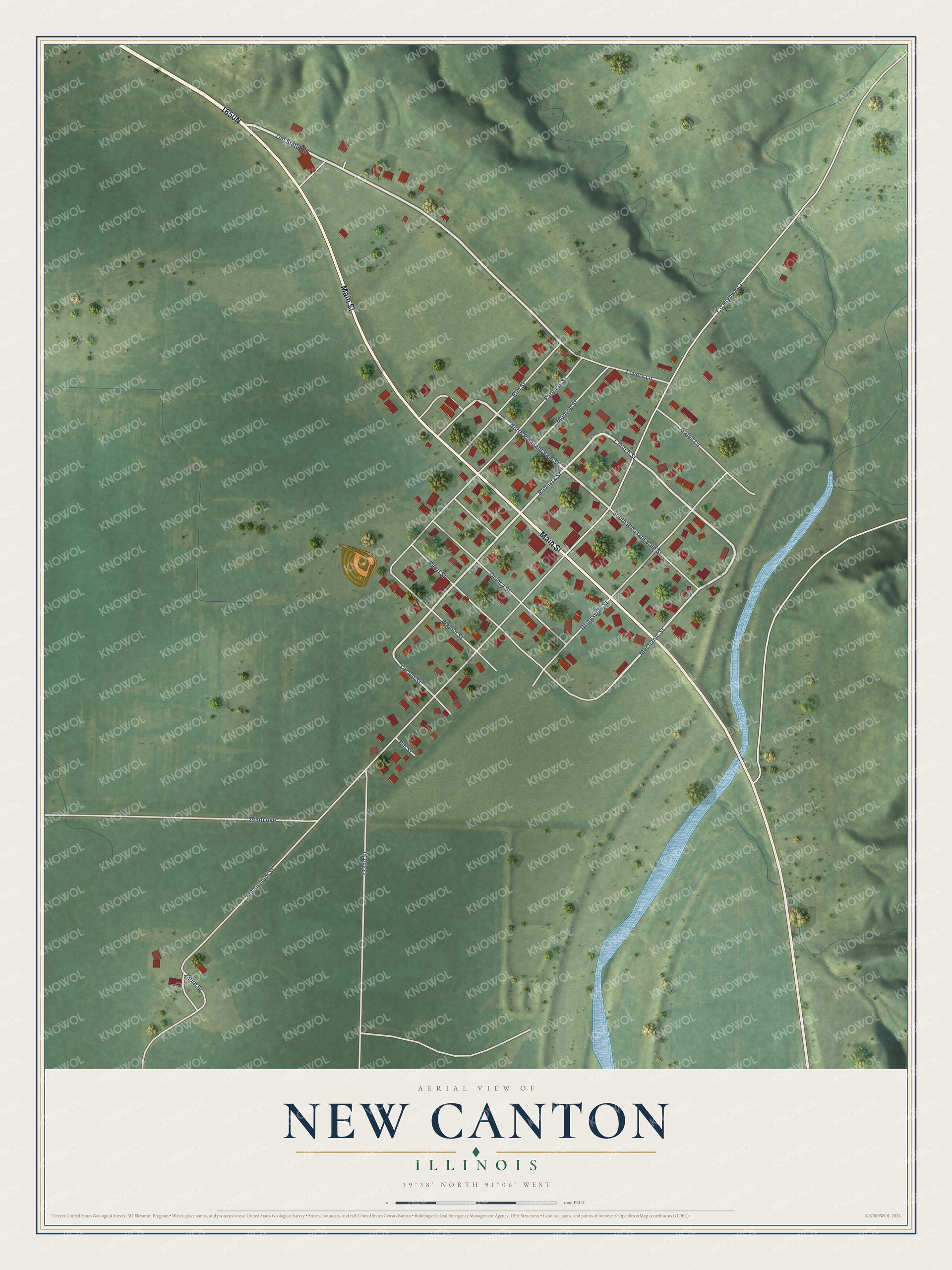Watermarked full-map preview of New Canton, Illinois