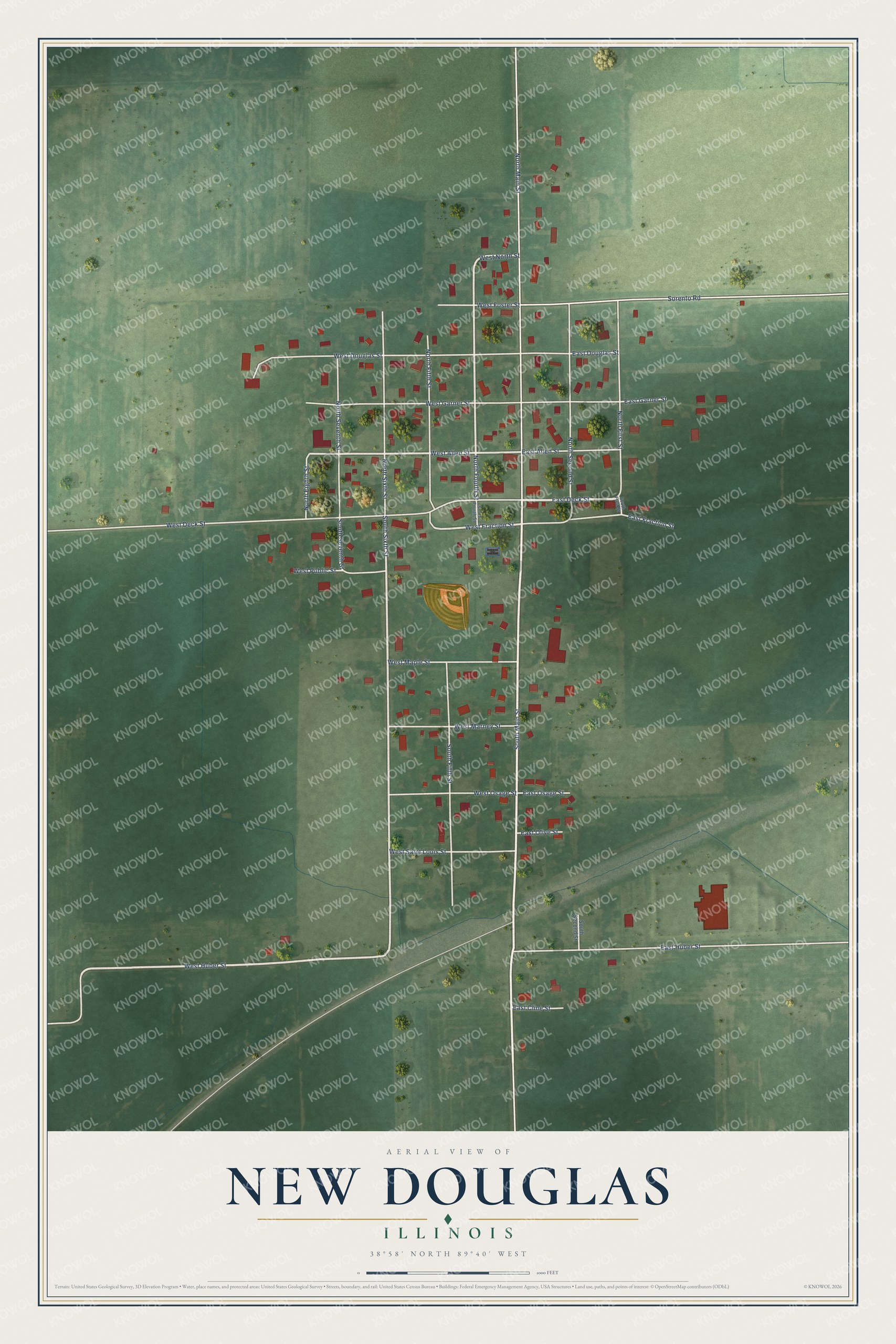 Watermarked full-map preview of New Douglas, Illinois