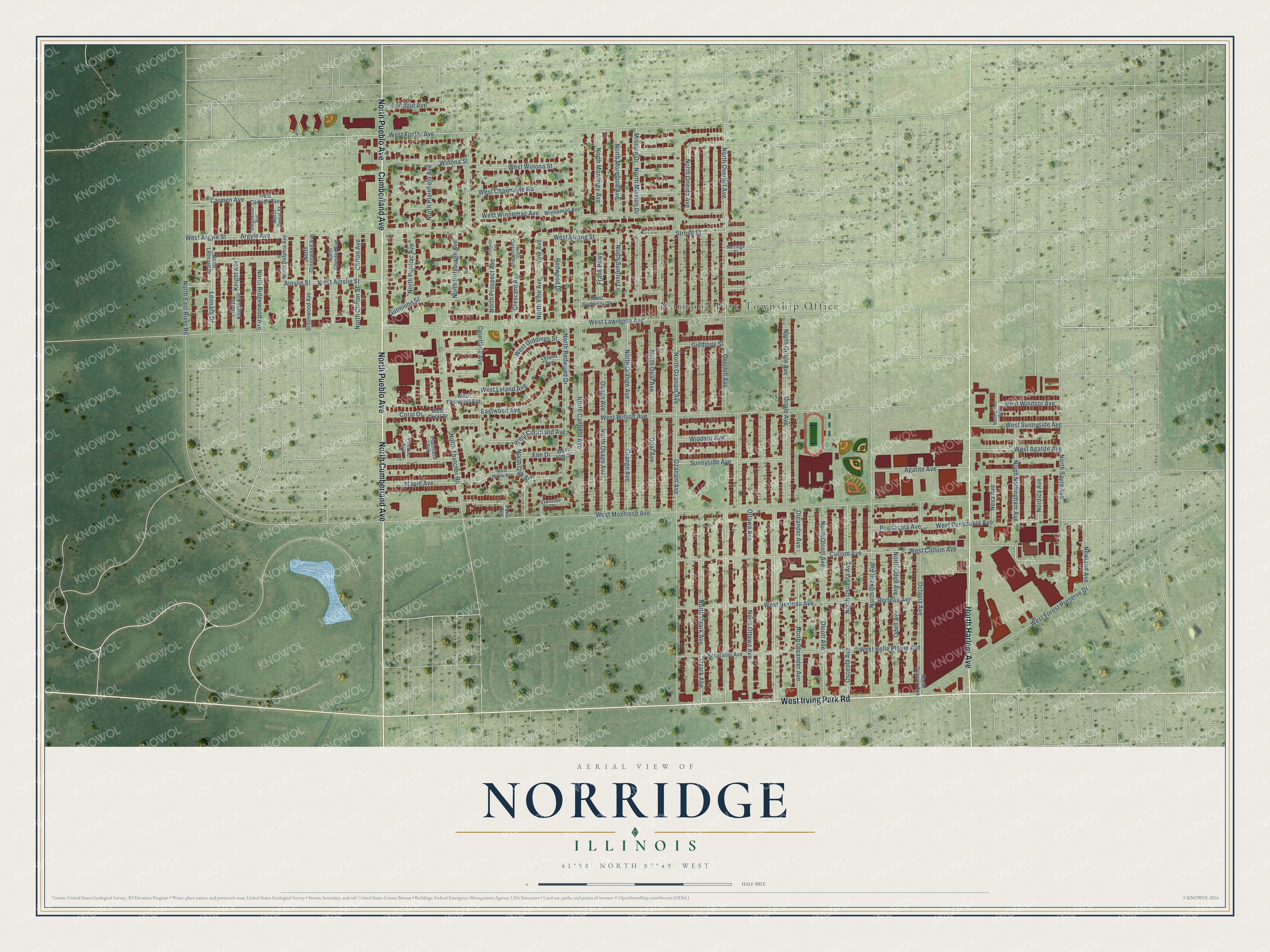 Watermarked full-map preview of Norridge, Illinois