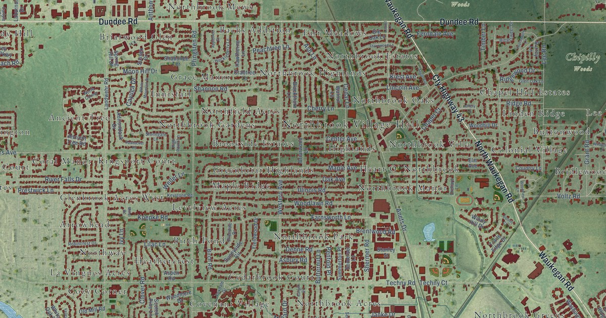Map of Northbrook, Illinois in 2026