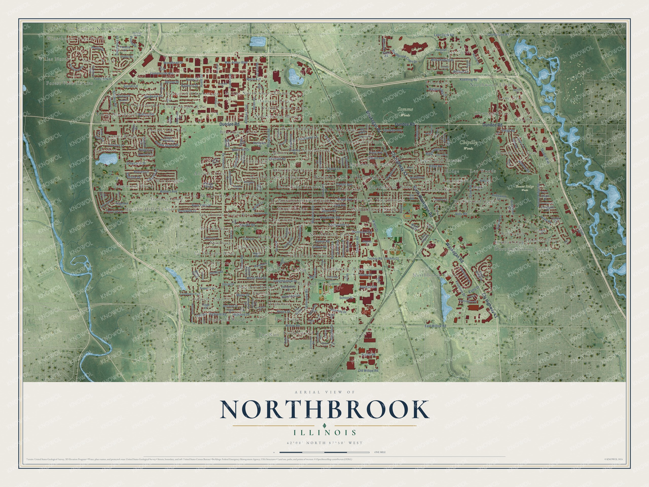 Watermarked full-map preview of Northbrook, Illinois